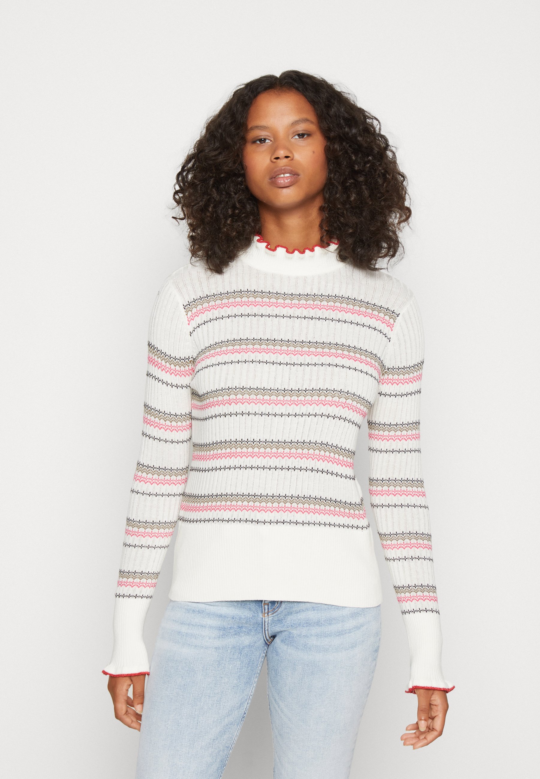 Scotch & Soda FAIR ISLE RUFFLE - Jumper - vanilla white/multi-coloured