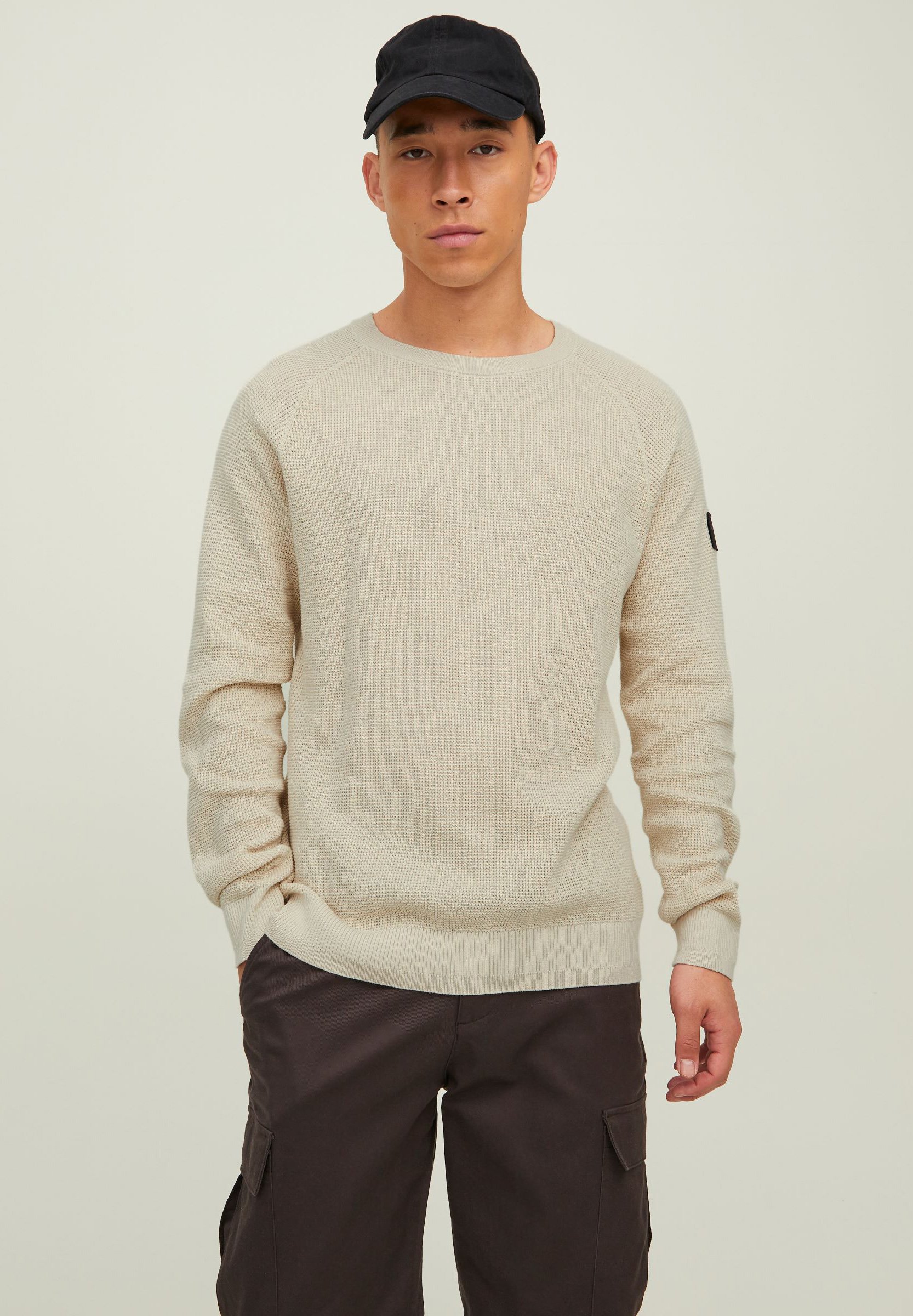 Jack &Jones JCOCLASSIC WAFFLE CREW NECK - Jumper - moonbeam/off-white