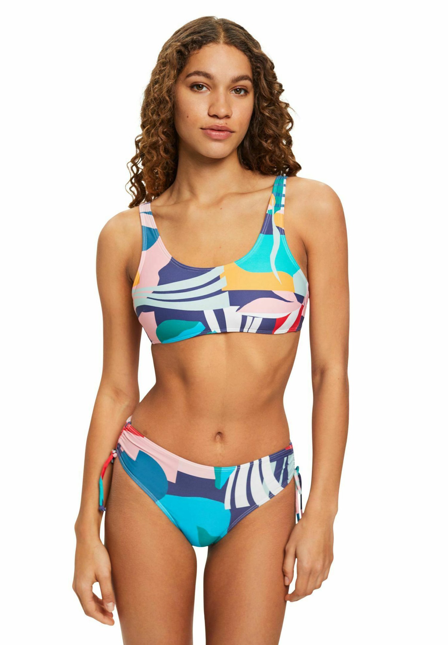 Esprit IM CROPTOP LOOK MIT PRINT - Bikini top - ink/dark blue
