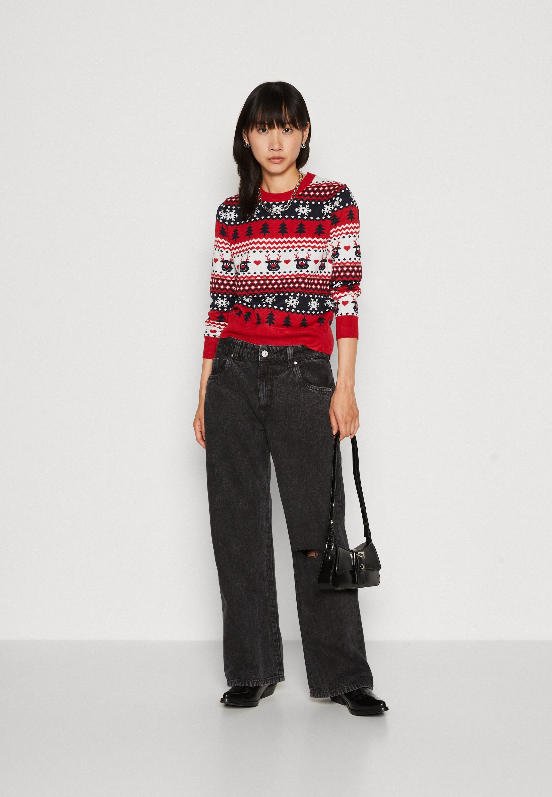 ONLY ONLXMAS REINDEER O NECK BOX - Jumper - chili pepper/night sky/red