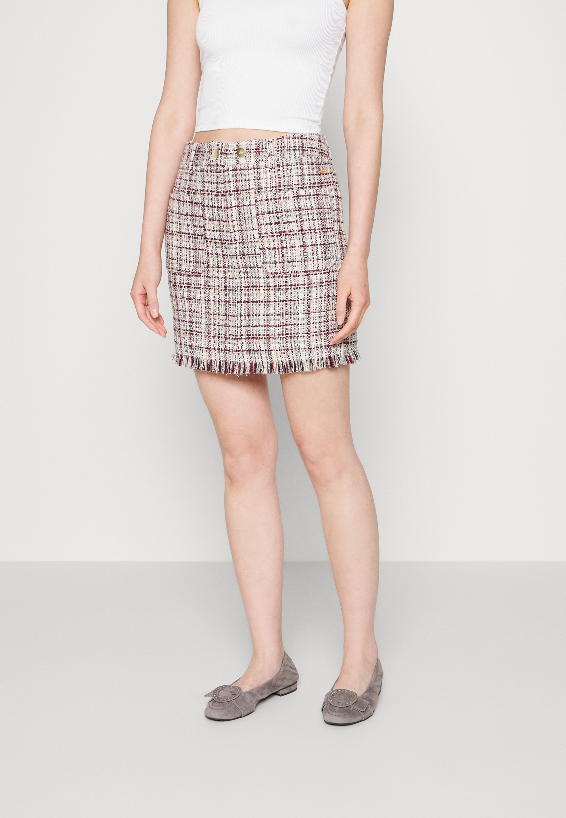 Scotch & Soda HIGH RISE SKIRT - Mini skirt - ecru lurex melange/off-white