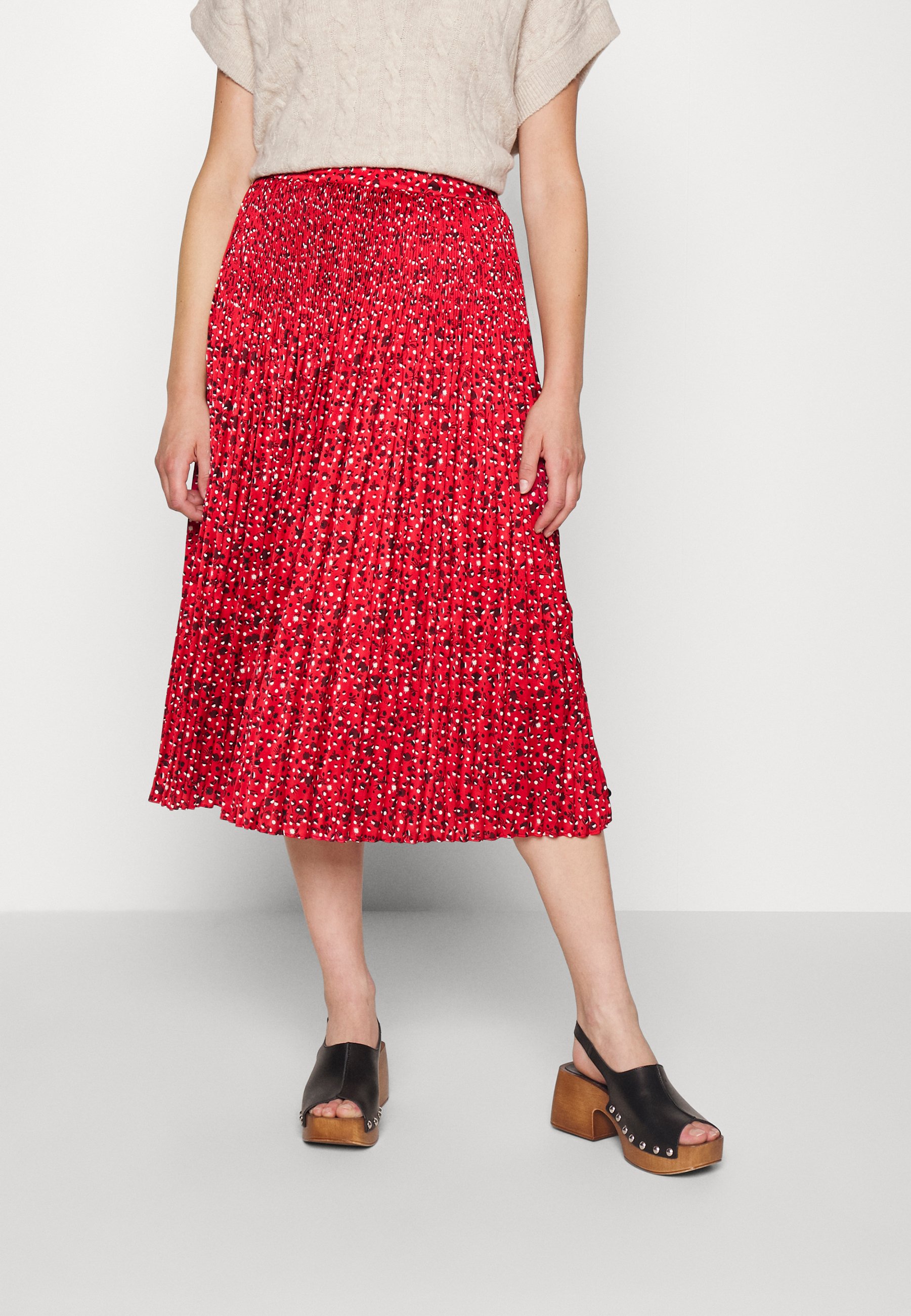 Scotch & Soda PLEATED PRINTED SKIRT - A-line skirt - electric red/red