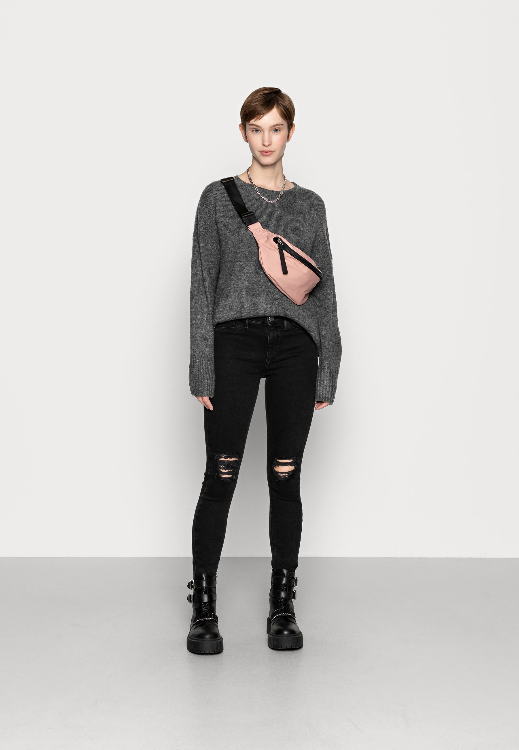 ONLY ONLNANJING LS KNT NOOS - Jumper - dark grey melange/mottled dark grey