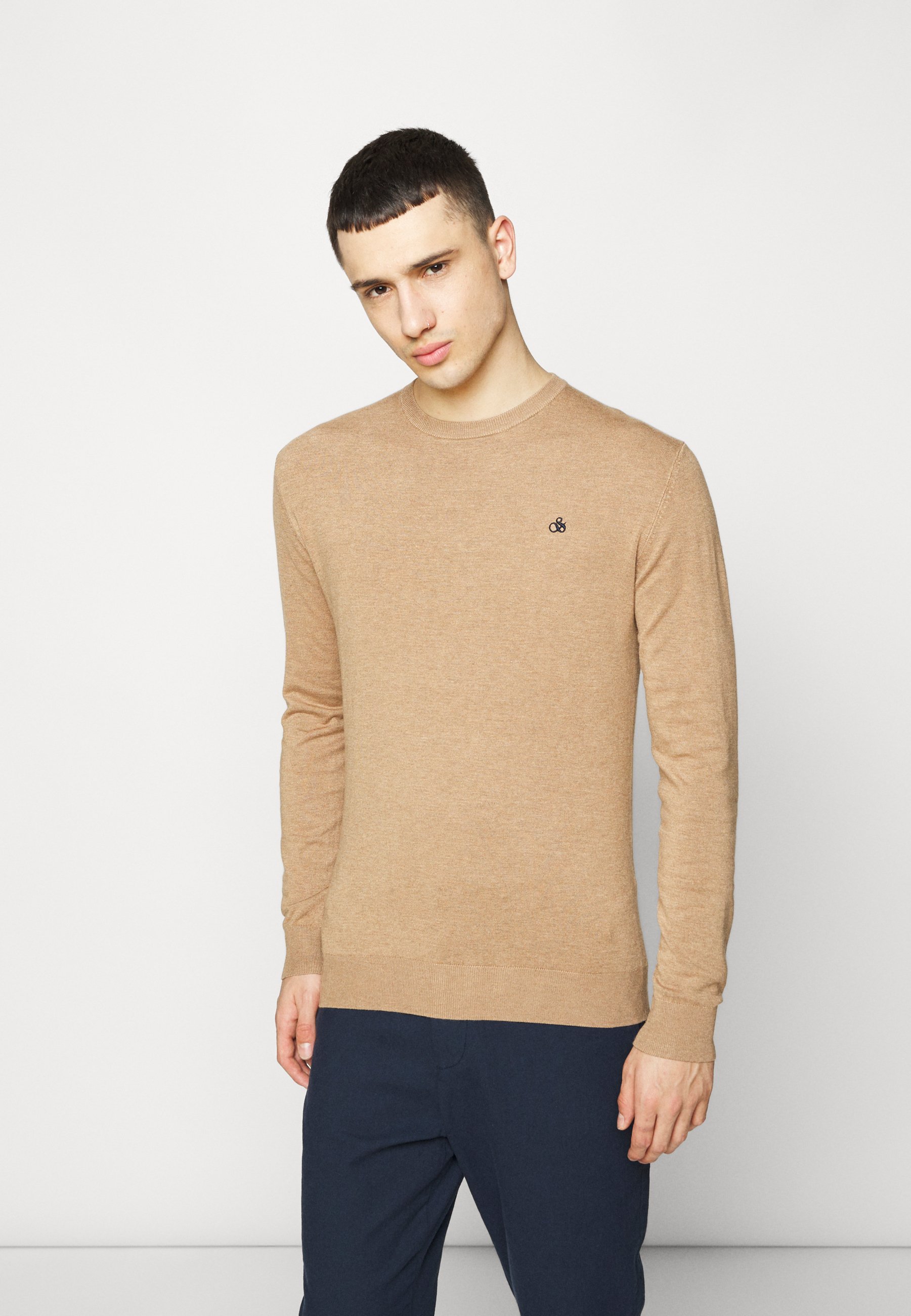 Scotch & Soda ESSENTIALS CREWNECK  - Jumper - camel melange/camel