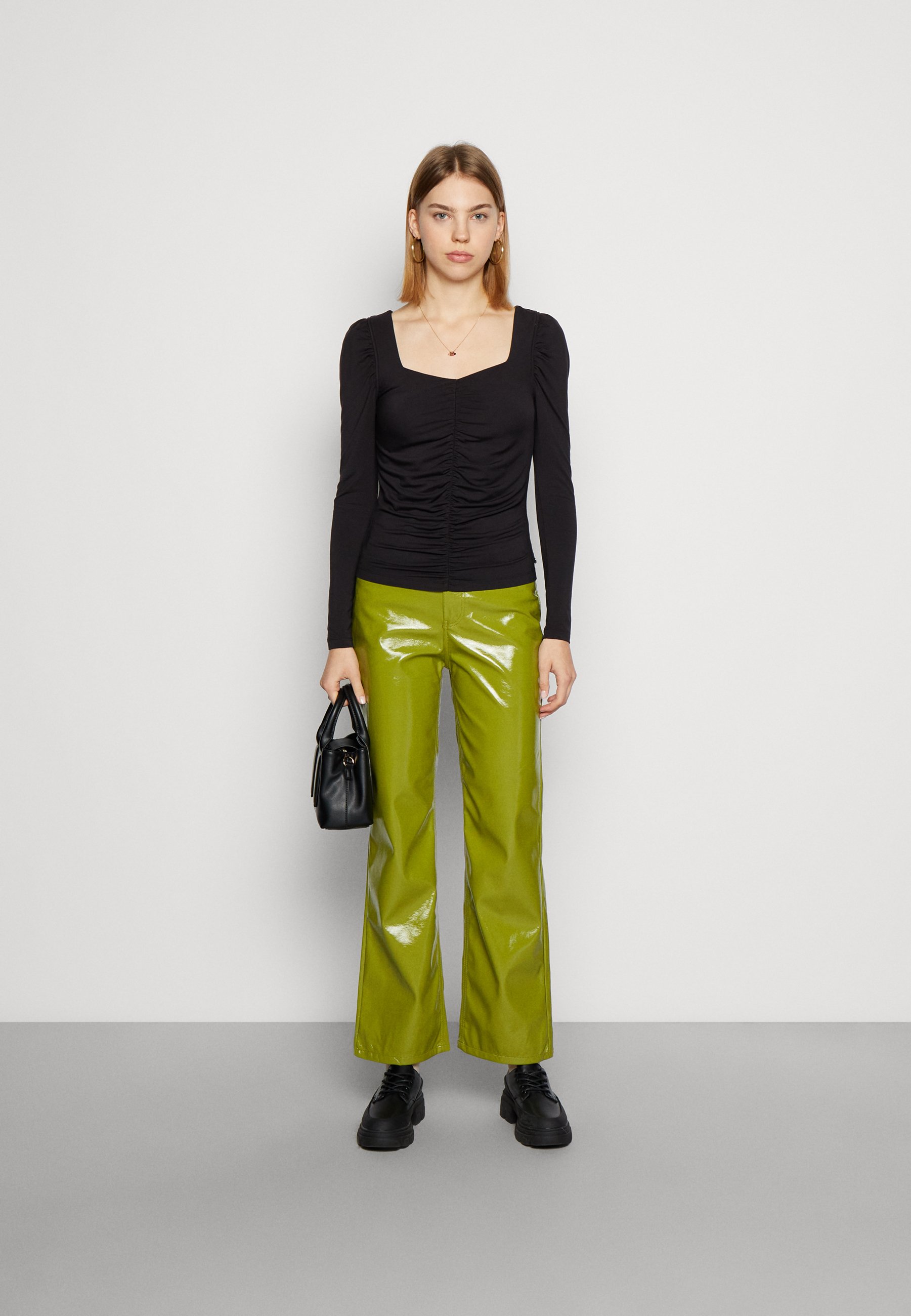 Scotch & Soda GATHERED FRONT LONG SLEEVED  - Long sleeved top - black/black
