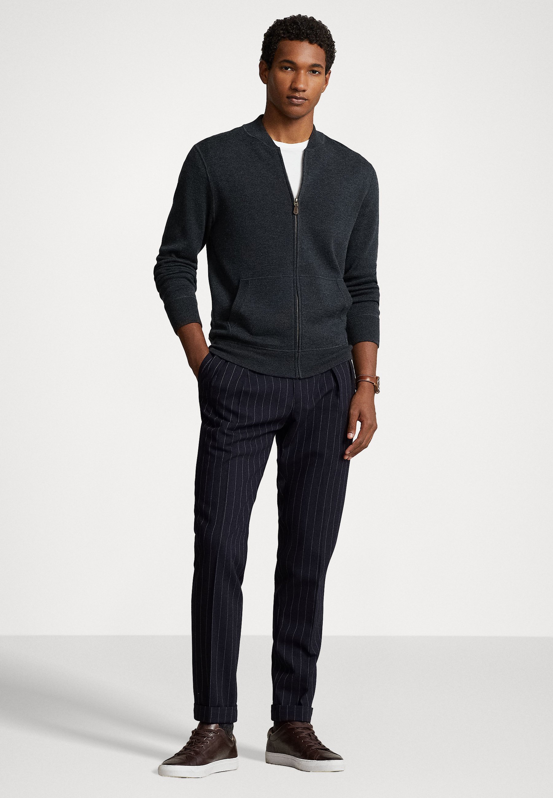 Polo Ralph Lauren LONG SLEEVE FULL ZIP - Bomber Jacket - dark granite heather/grey
