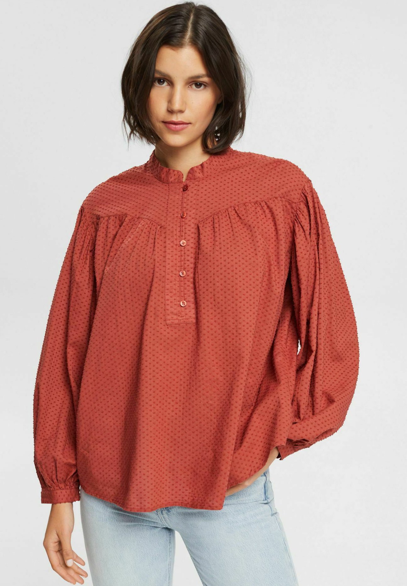 Esprit DOBBY BLOUSE - Blouse - terracotta/mottled brown