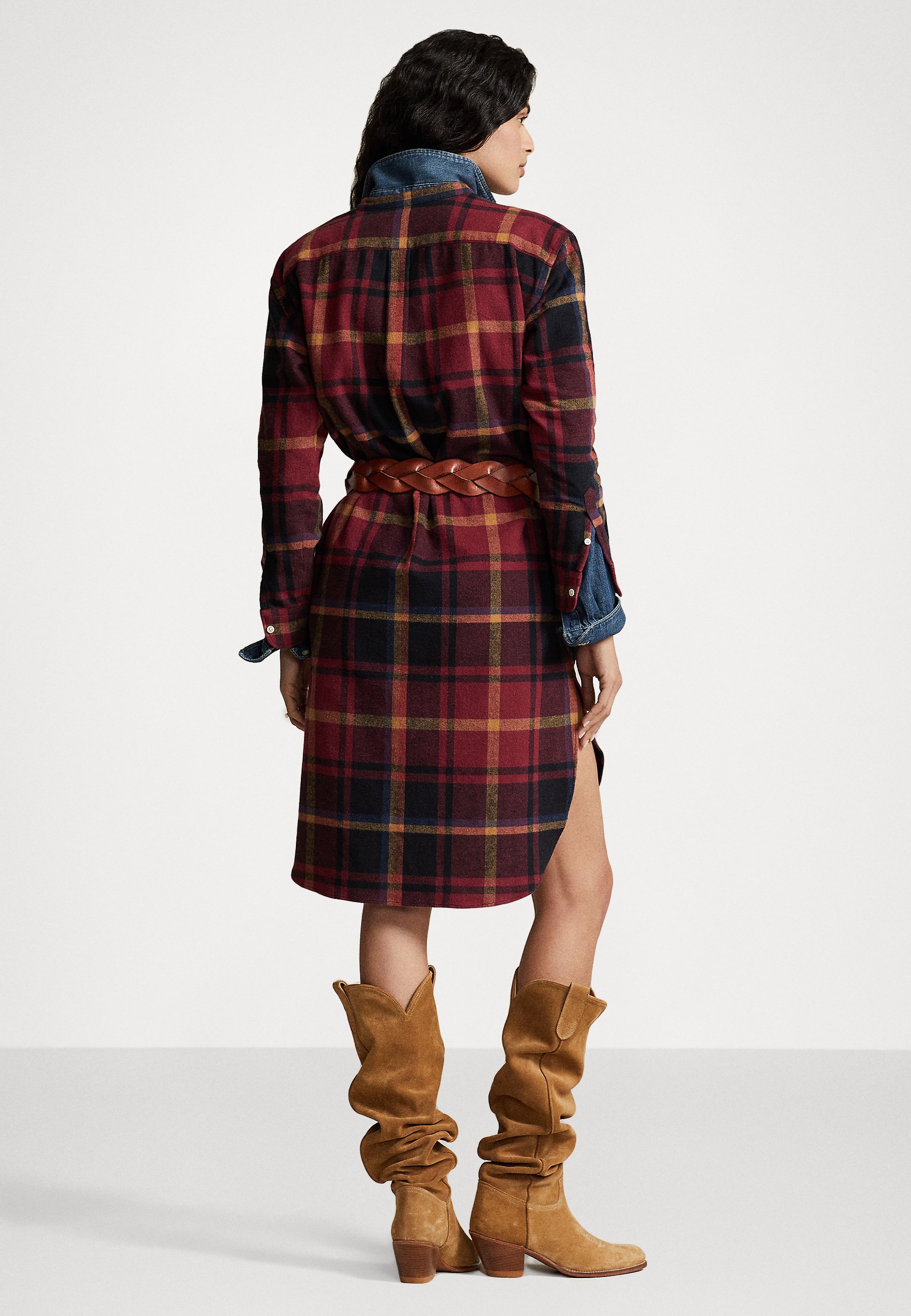 Polo Ralph Lauren LONG SLEEVE DAY DRESS - Shirt dress - red multi fall plaid/tan