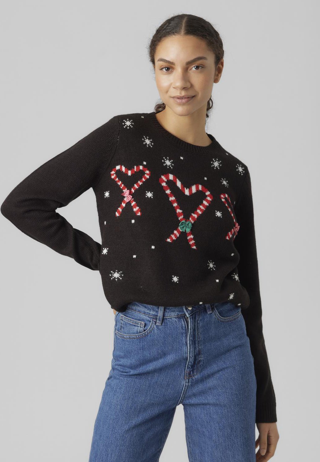 Vero Moda VMCANDYHEART O NECK XMAS - Jumper - black comb/black