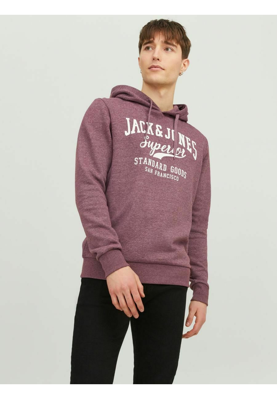 Jack &Jones JJELOGO COL MEL NOOS - Hoodie - port royale/mottled dark red