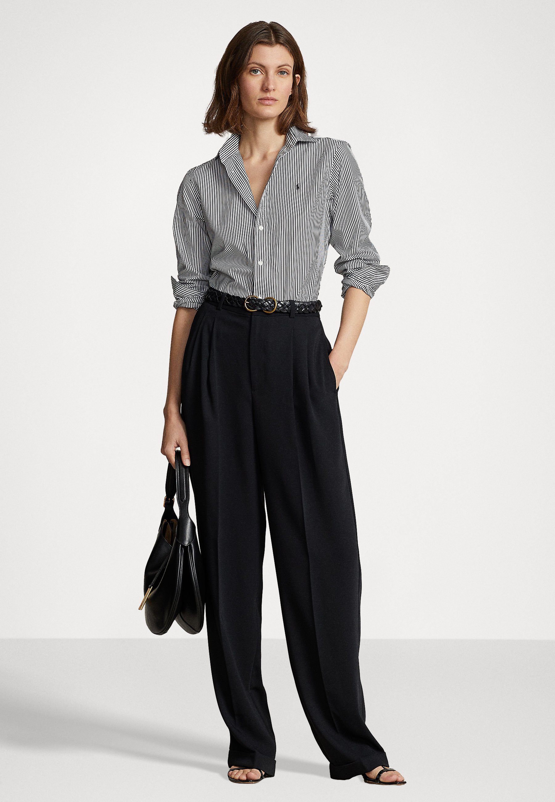 Polo Ralph Lauren LONG SLEEVE BUTTON FRONT SHIRT - Button-down blouse - white/black/black