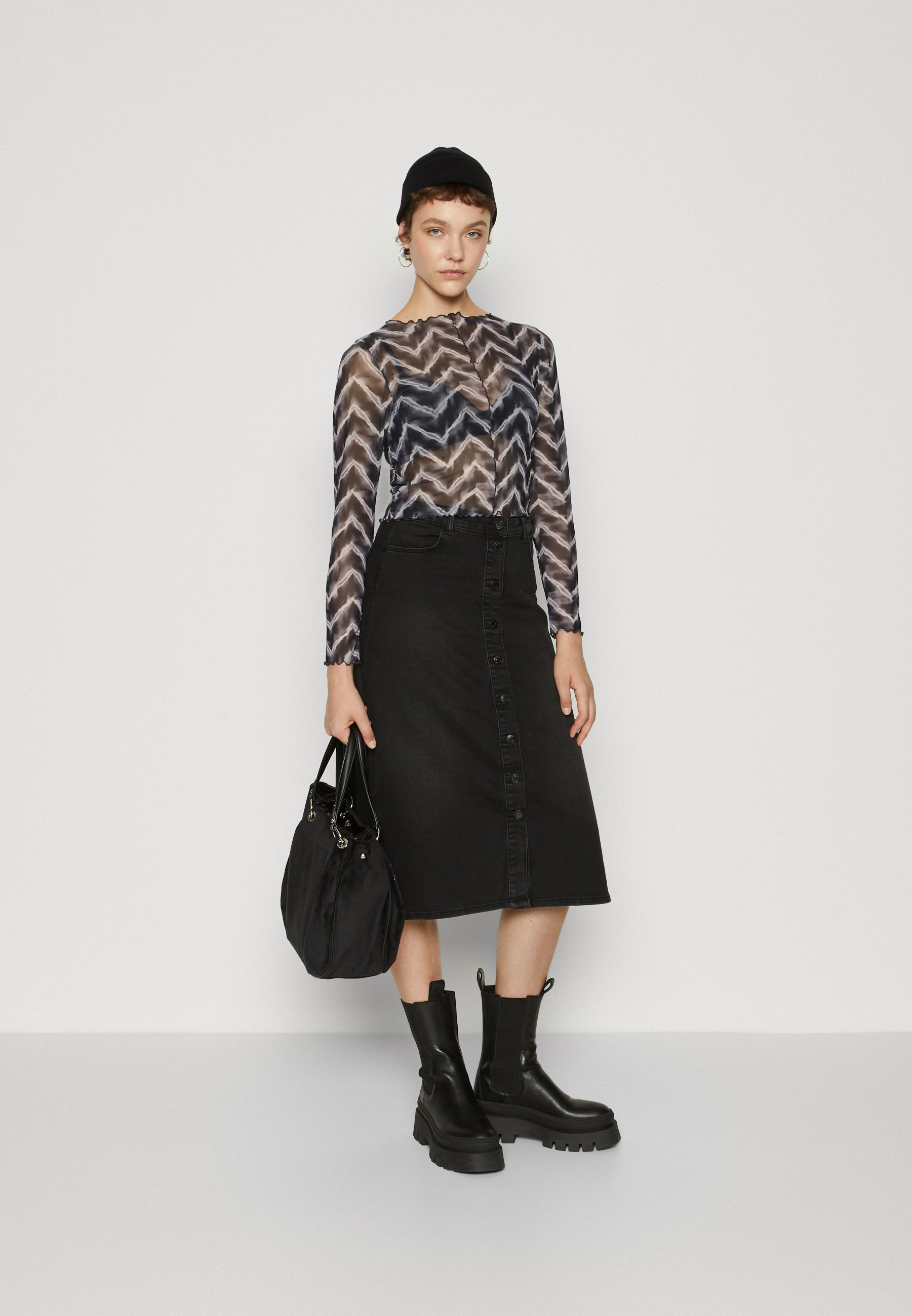 ONLY ONLBELLA - Long sleeved top - phantom/grunge/black