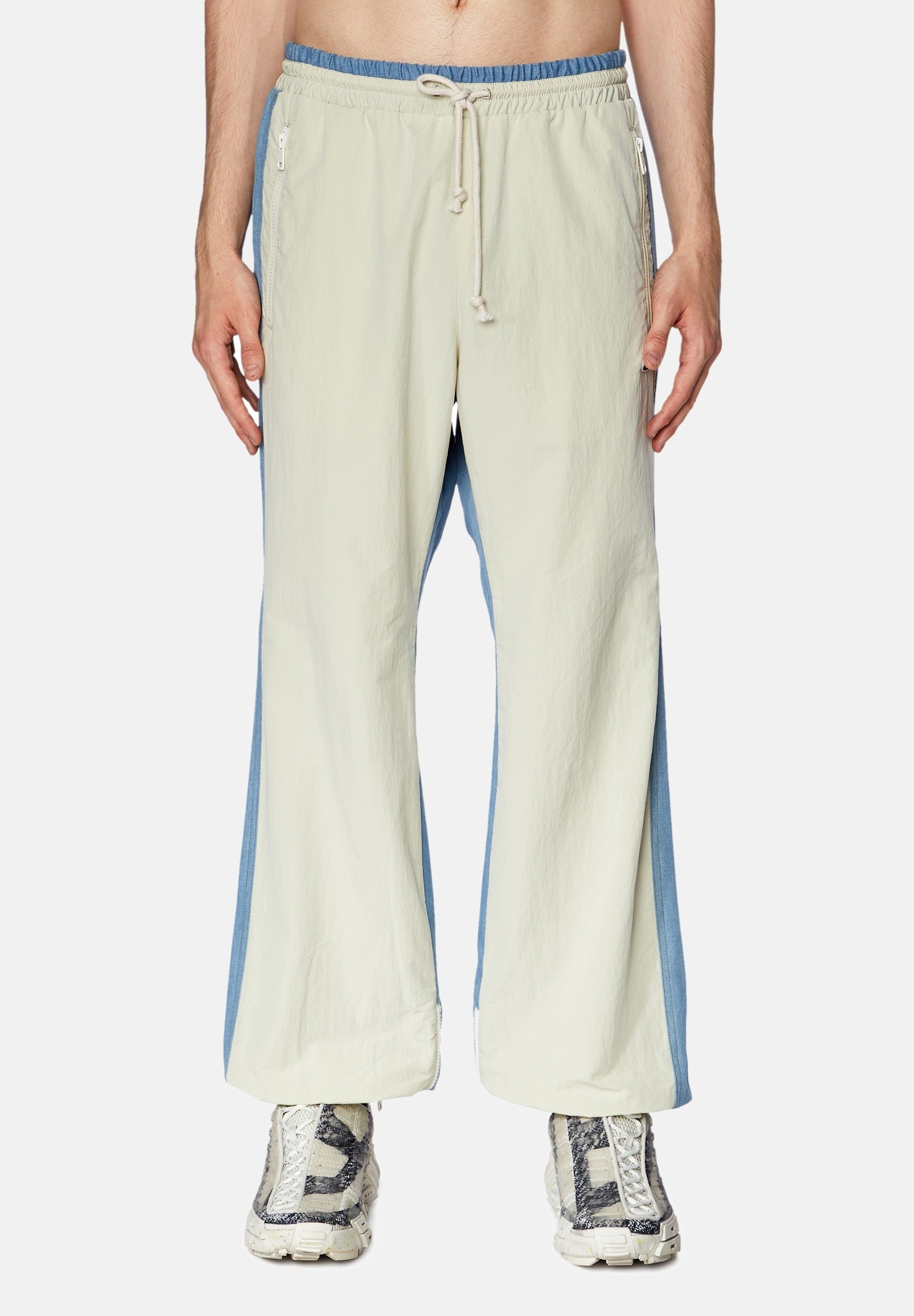 Diesel BRIGHT - Tracksuit bottoms - blue white/beige