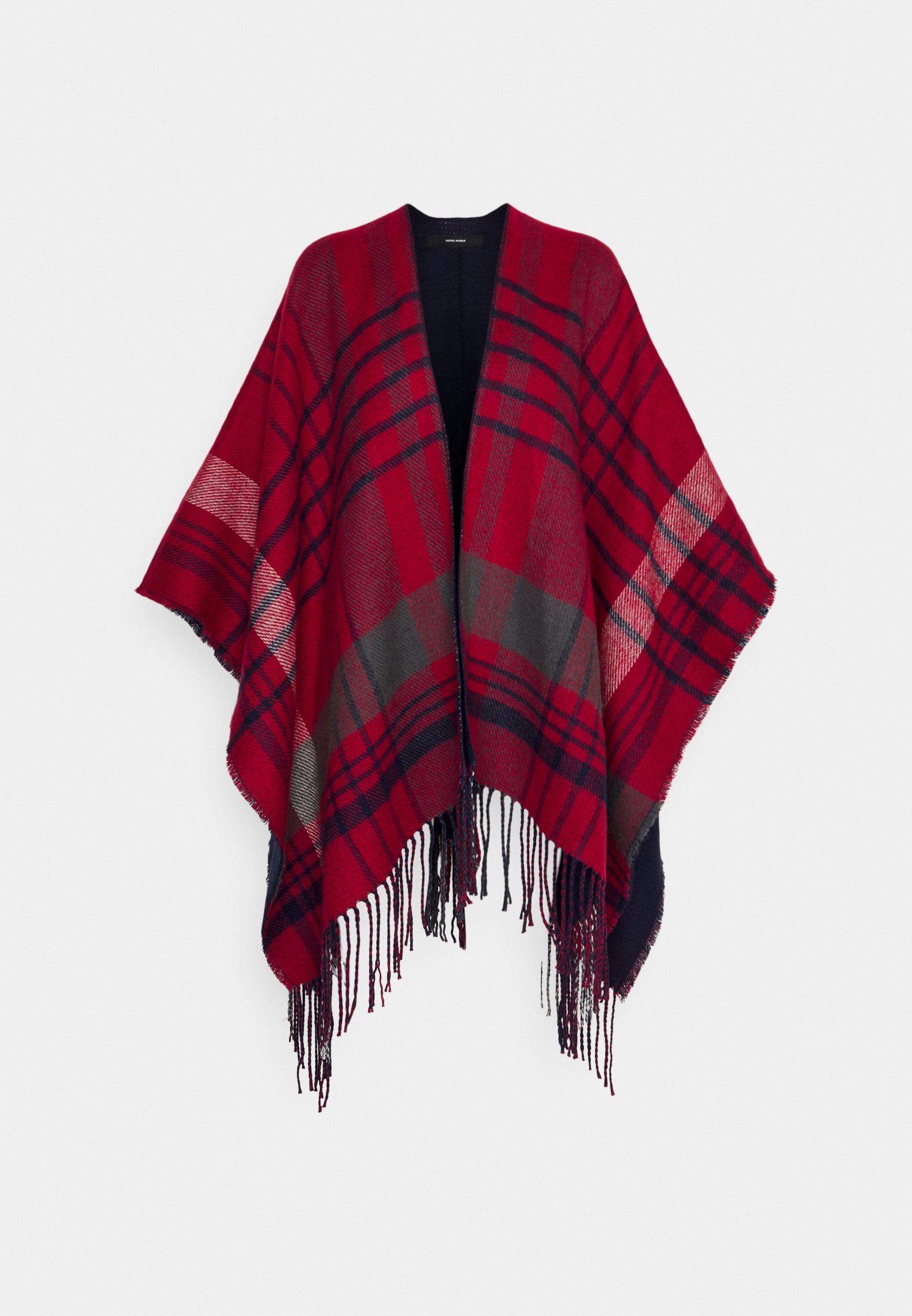 Vero Moda VMJADIA PONCHO - Cape - navy blazer checks/chili pepper-oatmeal/dark blue