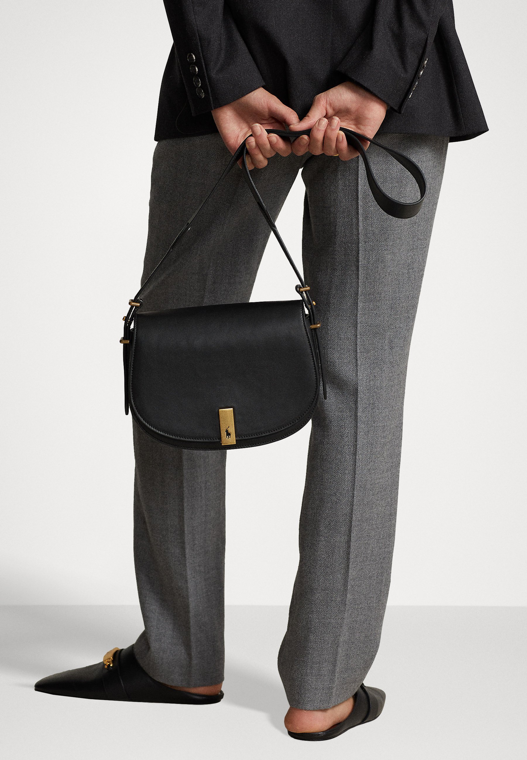 Polo Ralph Lauren SHOULDER HINGE CROSSBODY MEDIUM - Across body bag - black