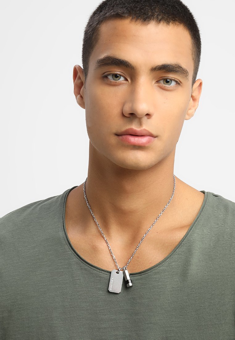 Diesel DOUBLE PENDANT - Necklace - silver-coloured