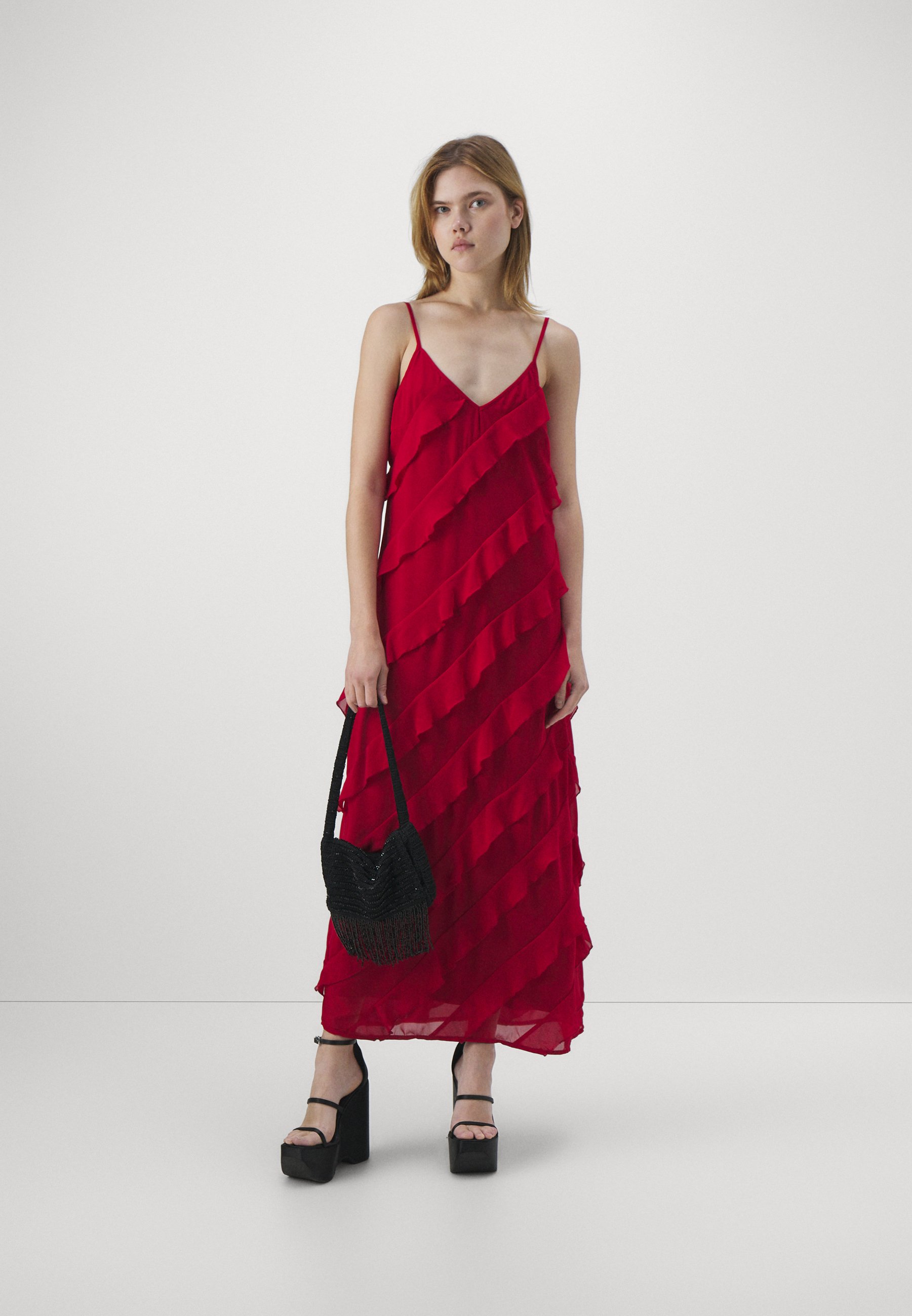 Vero Moda VMHOLLY SINGLET FRILL ANKLE DRESS - Occasion wear - chili pepper/red