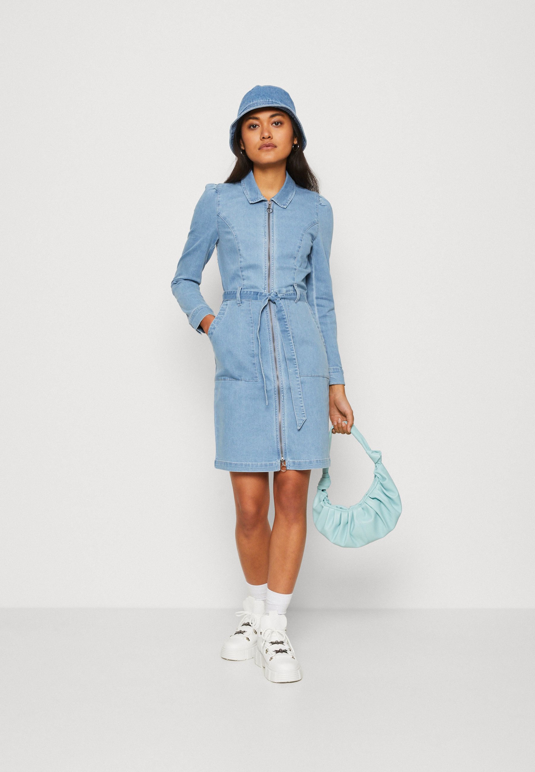 ONLY ONLNEW CHIGO DRESS - Denim dress - light blue denim/light-blue denim