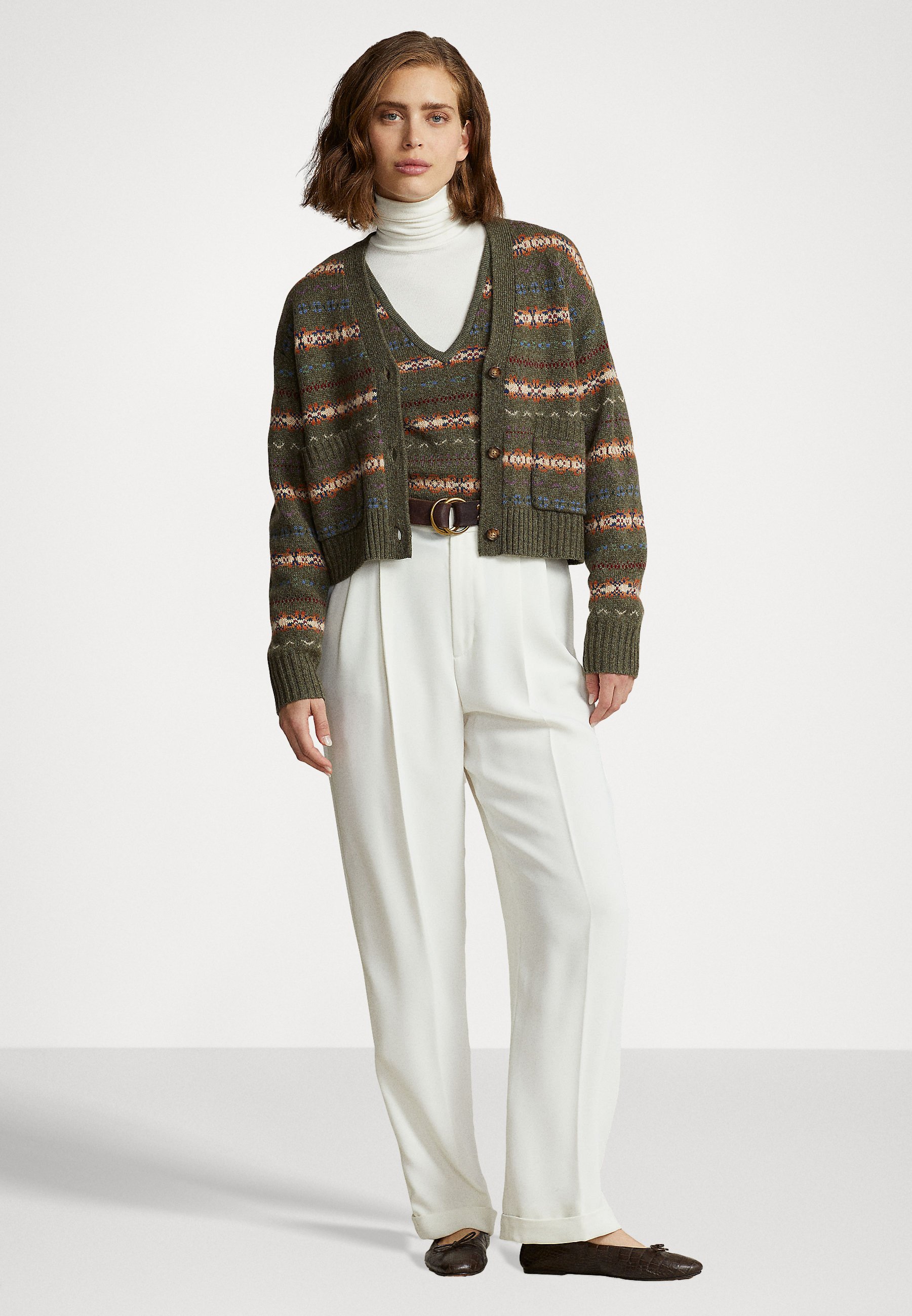 Polo Ralph Lauren FRISLE LONG SLEEVE CARDIGAN - Cardigan - grey multi/mottled green