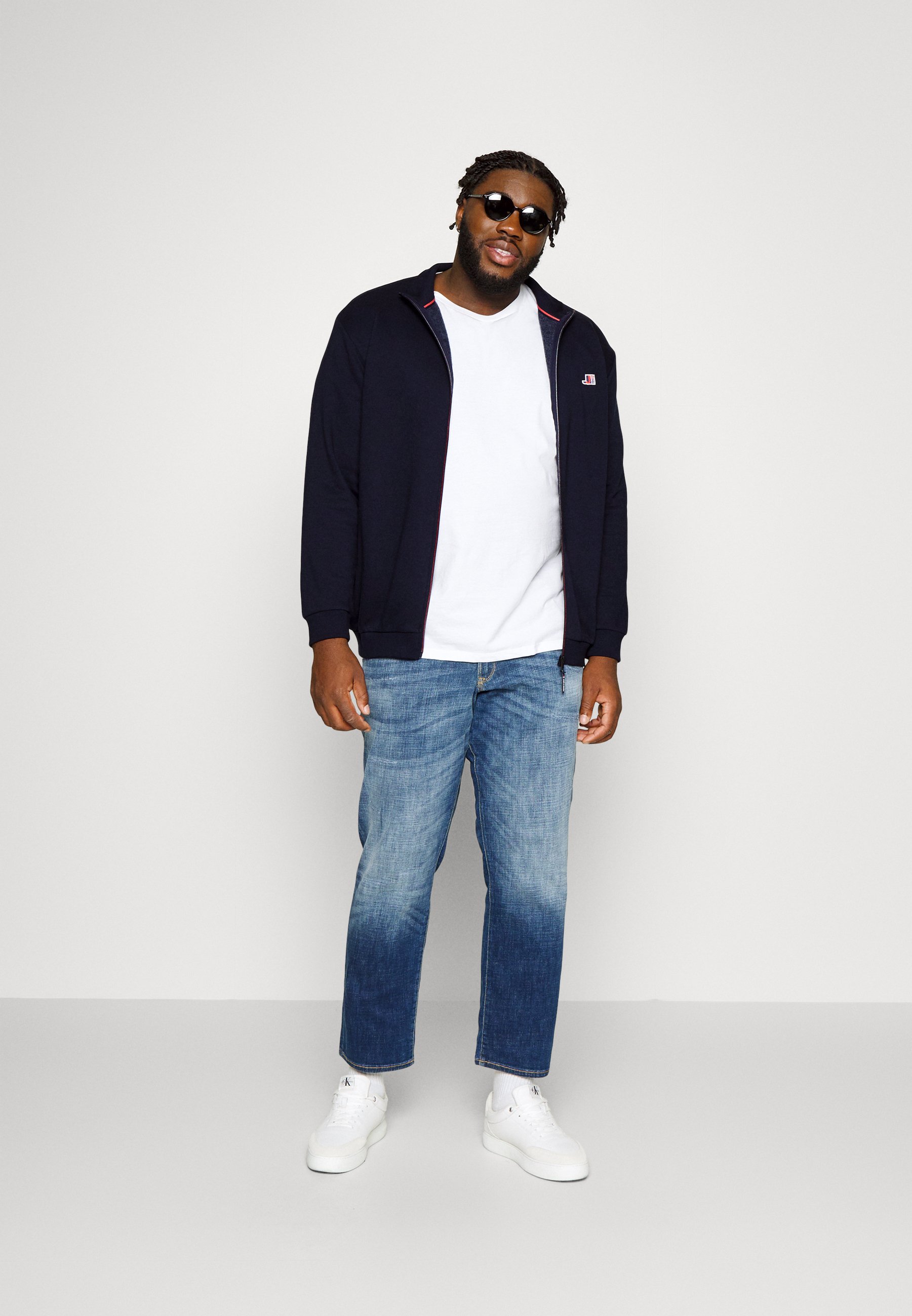 Jack &Jones JCOLOGAN ZIP HIGH NECK - Zip-up sweatshirt - navy blazer/dark blue