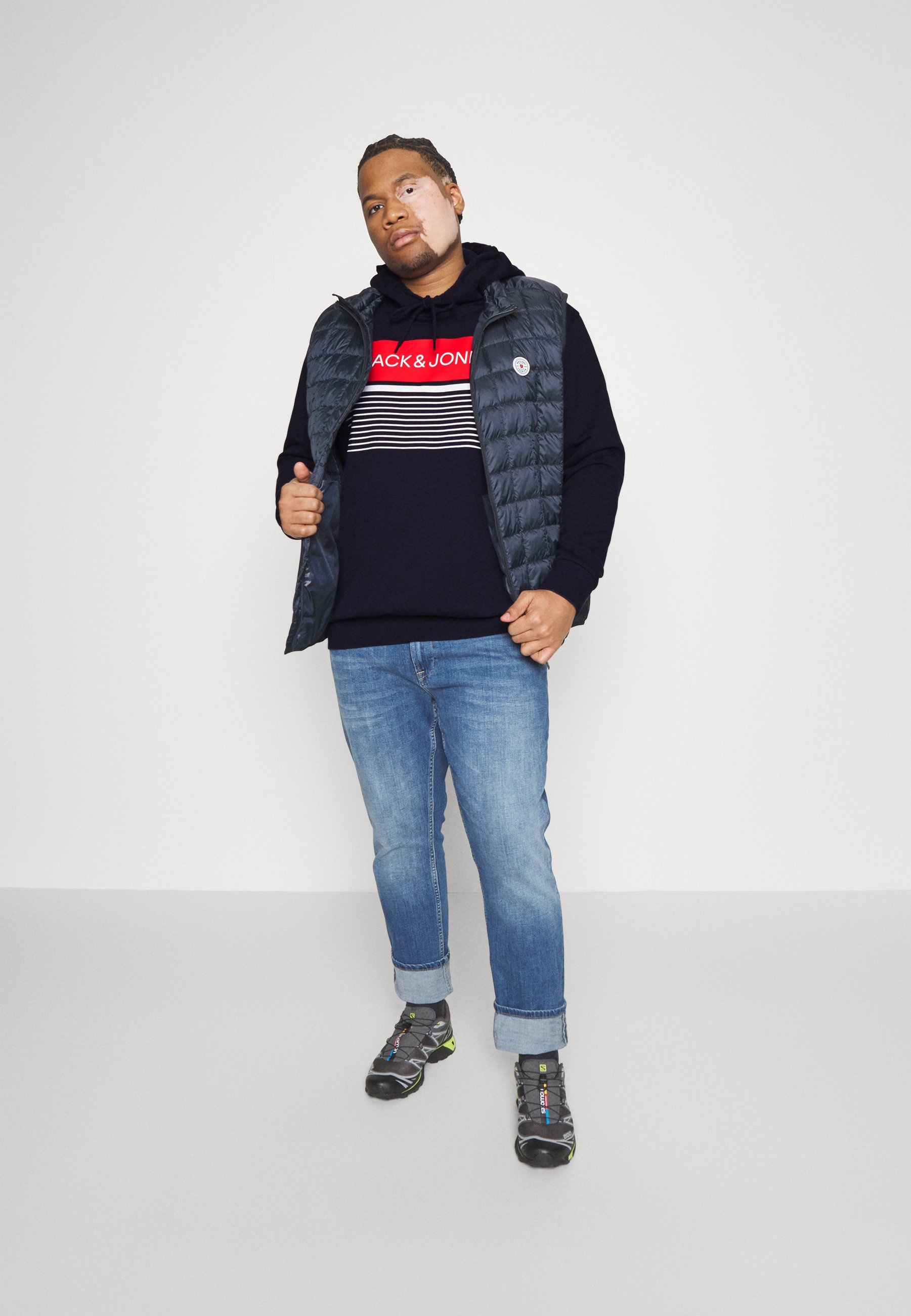 Jack &Jones JJTRAVIS HOOD  - Hoodie - navy blazer/dark blue