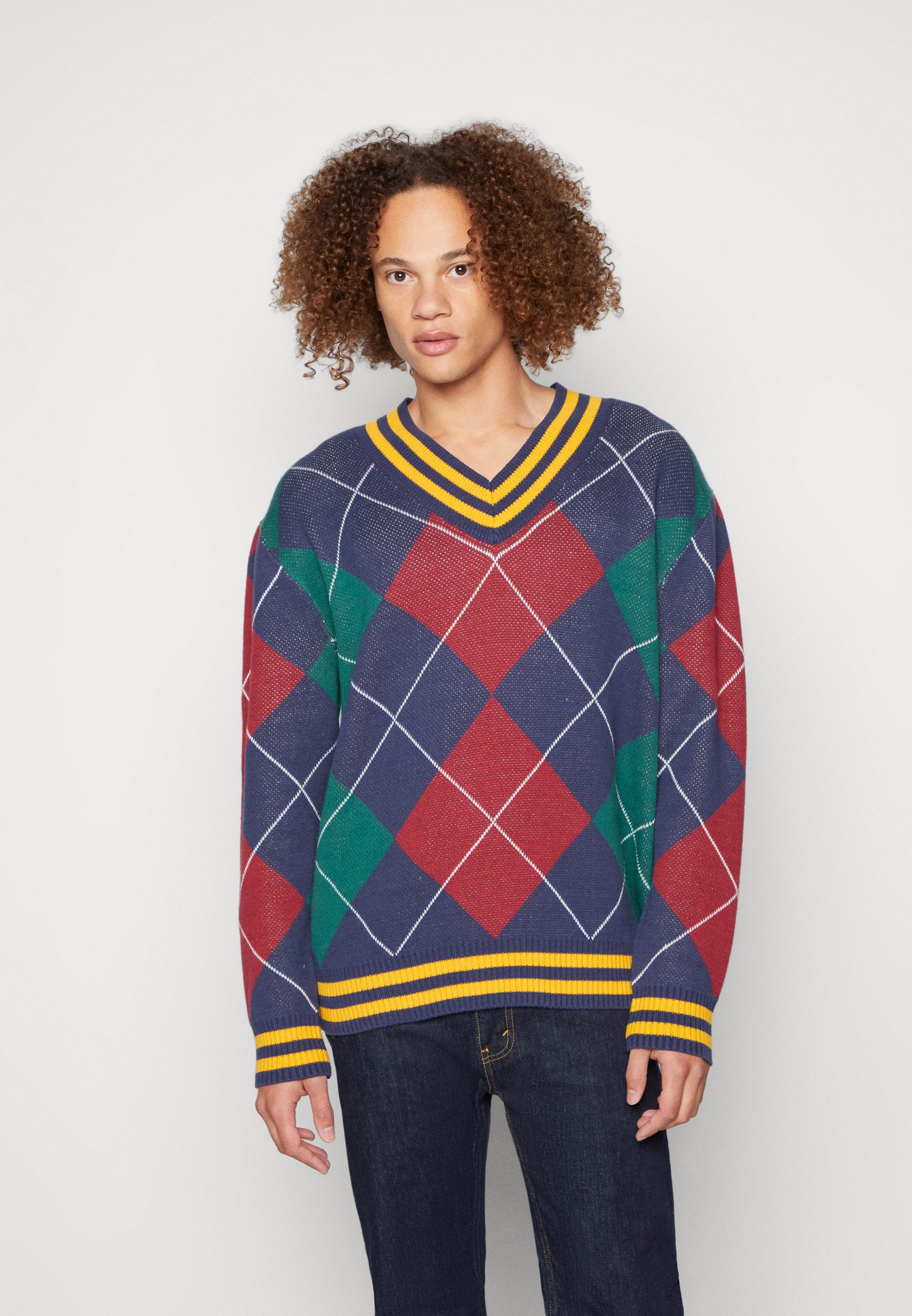 Levi's® STAY LOOSE V NECK SWEATER - Jumper - athletic tipping naval academy/red