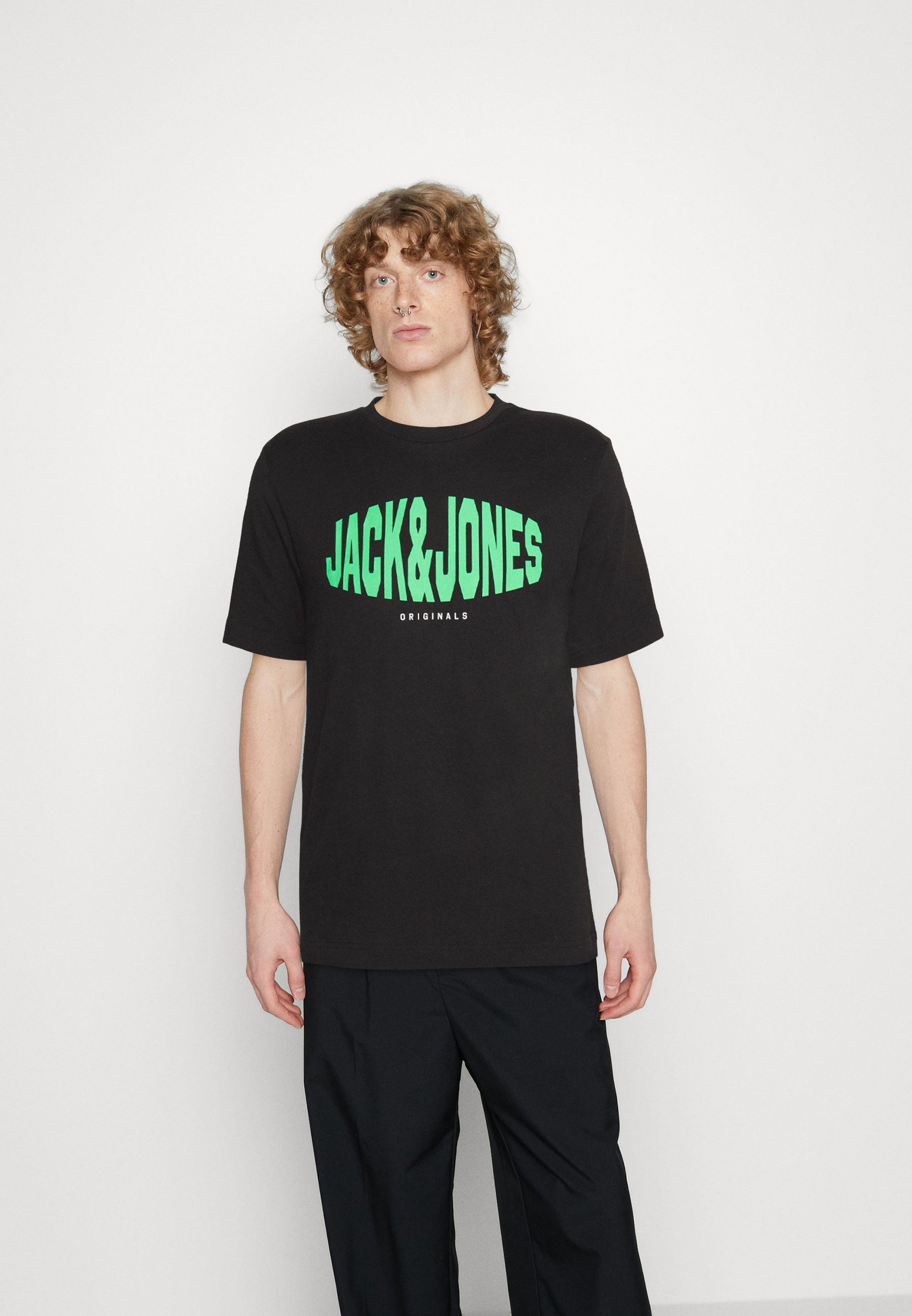 Jack &Jones JORMARQUE TEE CREW NECK - Print T-shirt - black