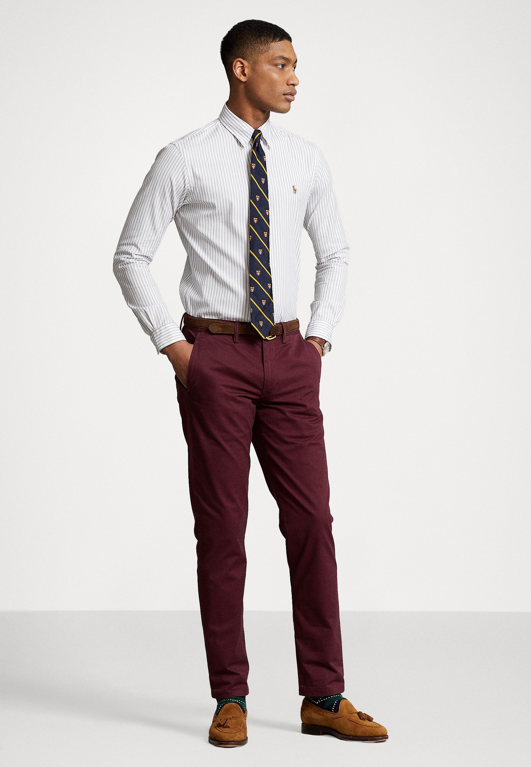 Polo Ralph Lauren CUSTOM FIT STRIPED STRETCH OXFORD SHIRT - Shirt - grey/white/grey