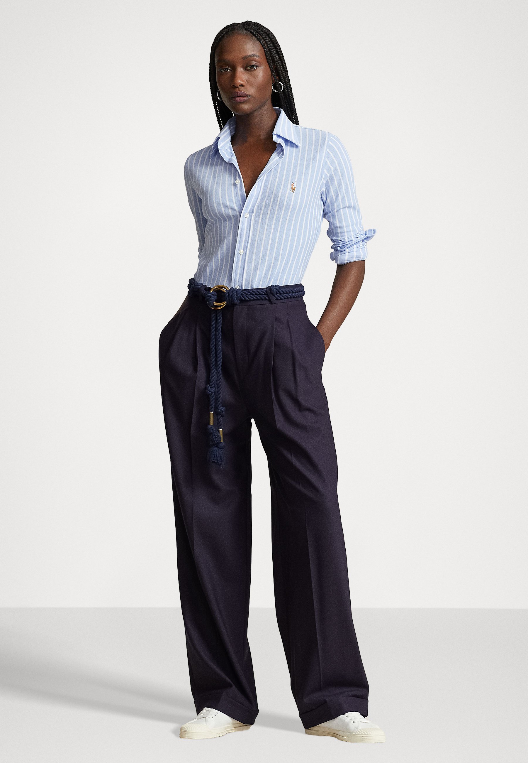 Polo Ralph Lauren LONG SLEEVE BUTTON FRONT - Button-down blouse - hib blue/yellow