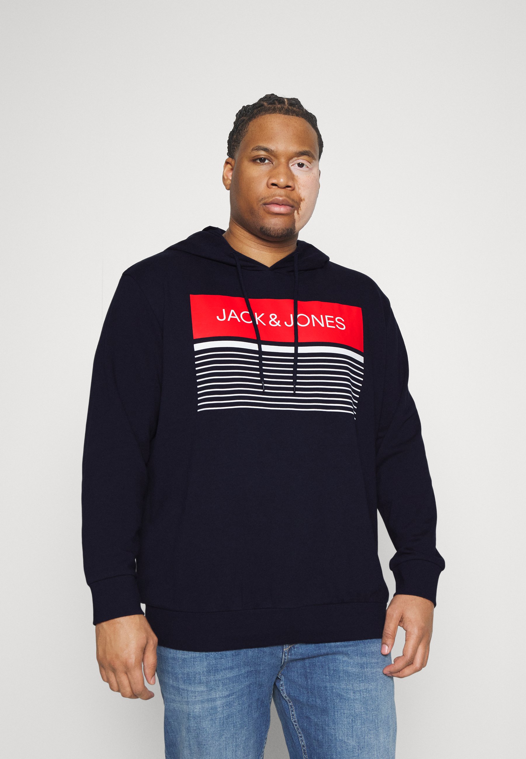 Jack &Jones JJTRAVIS HOOD  - Hoodie - navy blazer/dark blue