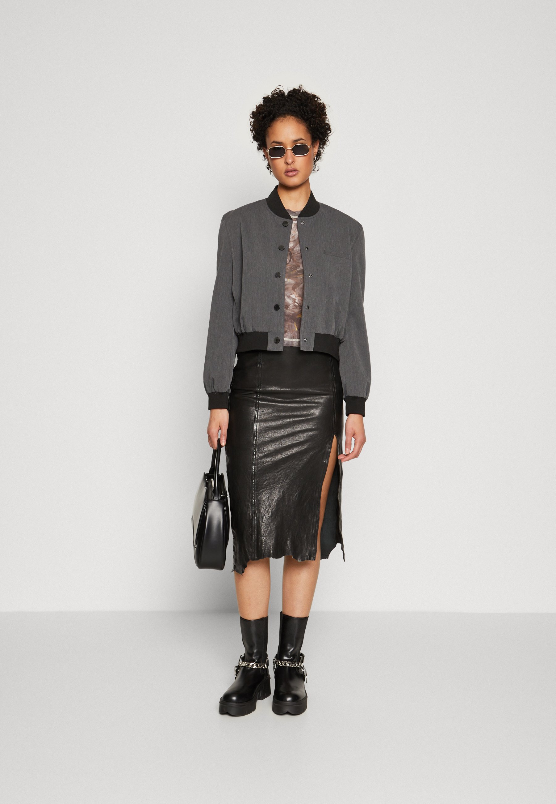 ONLY ONLNUMA CROPPED - Bomber Jacket - dark grey melange/mottled dark grey