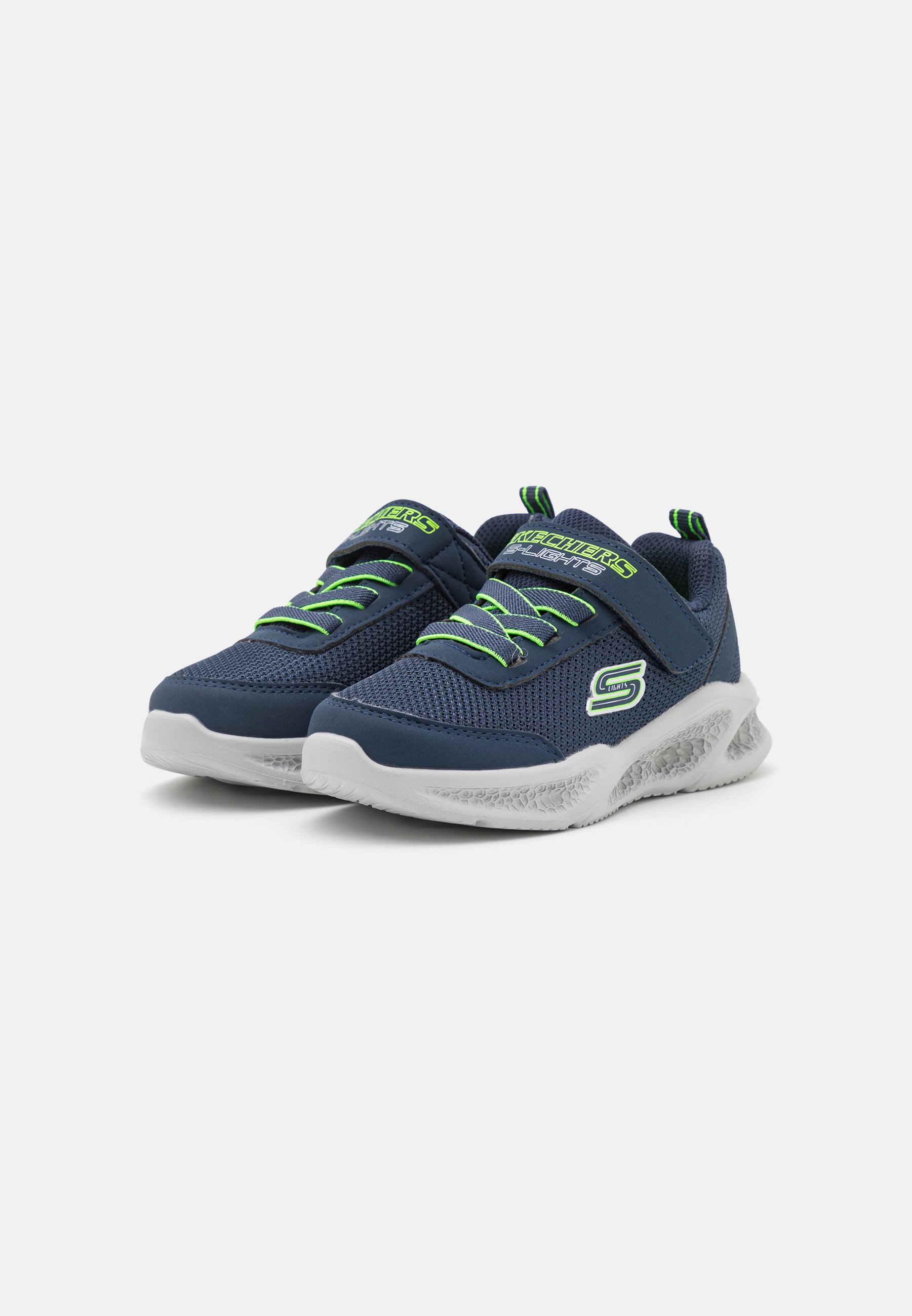 Skechers METEOR LIGHTS - Trainers - navy/lime/dark blue