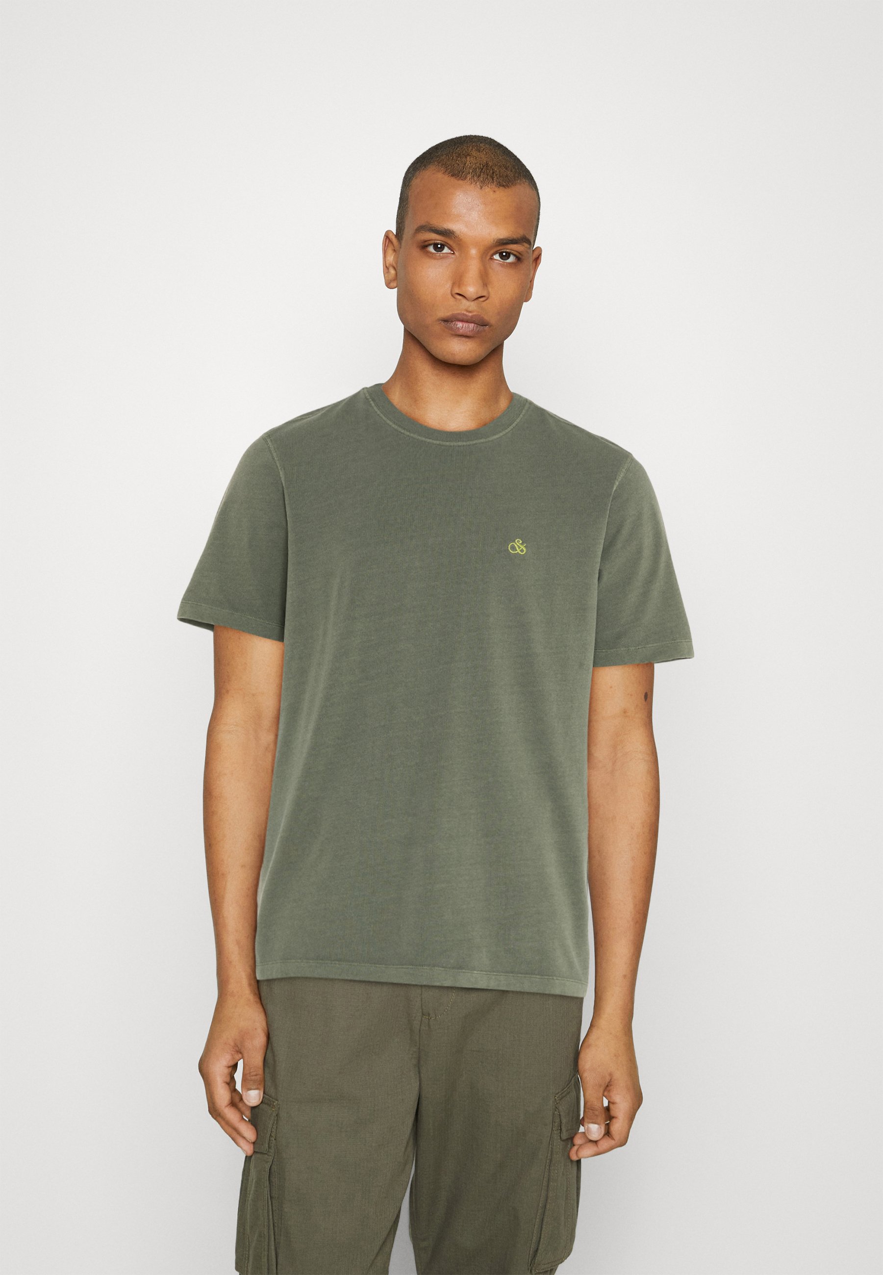 Scotch & Soda REGULAR FIT GARMENT-DYED LOGO  - Basic T-shirt - army/khaki