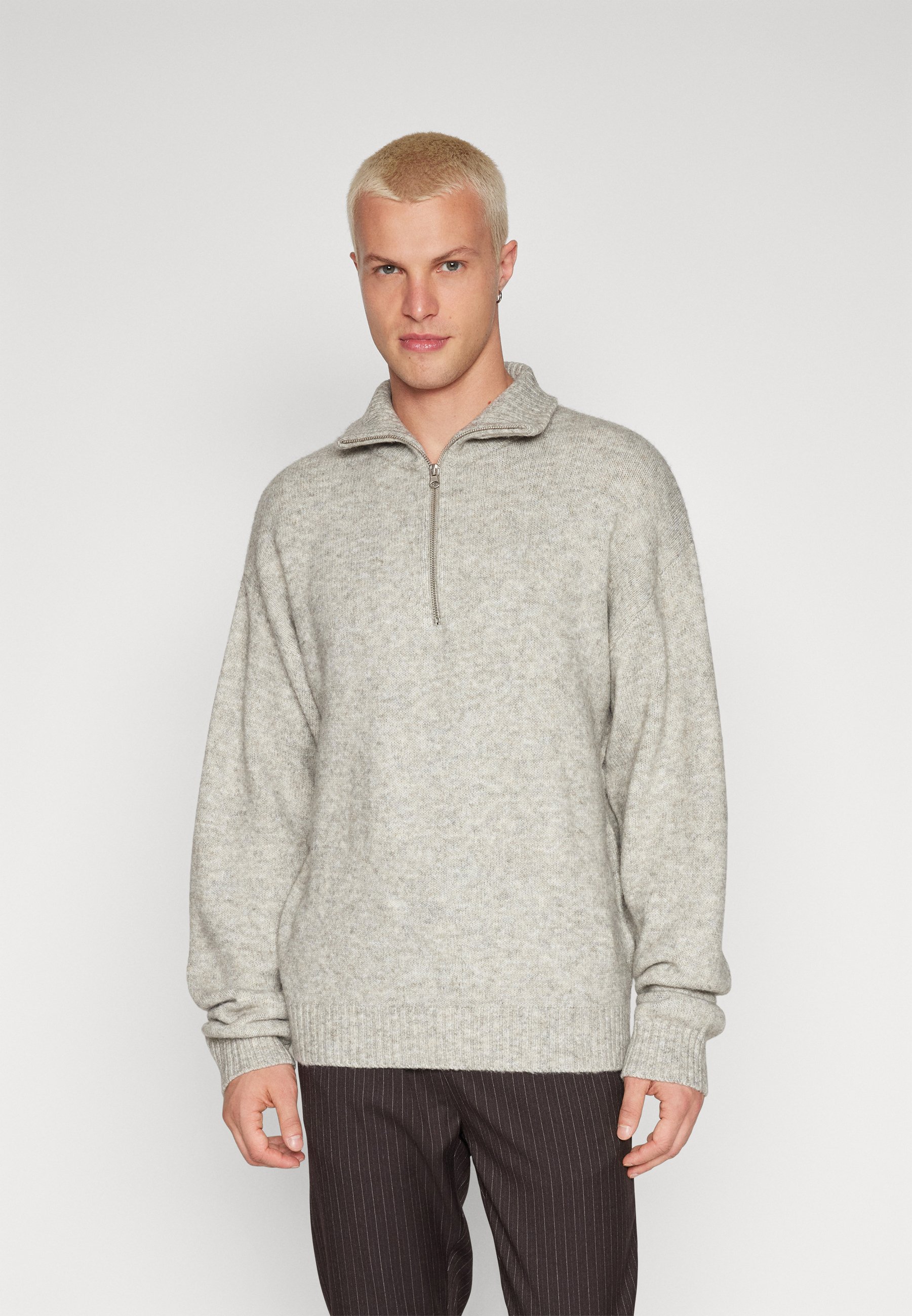 Jack &Jones JOROLLIE  HALF ZIP - Jumper - light grey melange/mottled light grey