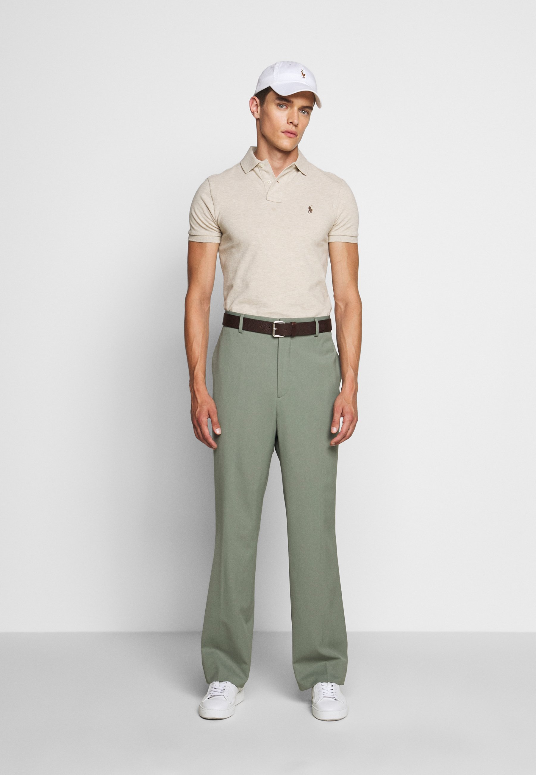 Polo Ralph Lauren CUSTOM SLIM FIT MESH POLO SHIRT - Polo shirt - expedition dune heather/off-white