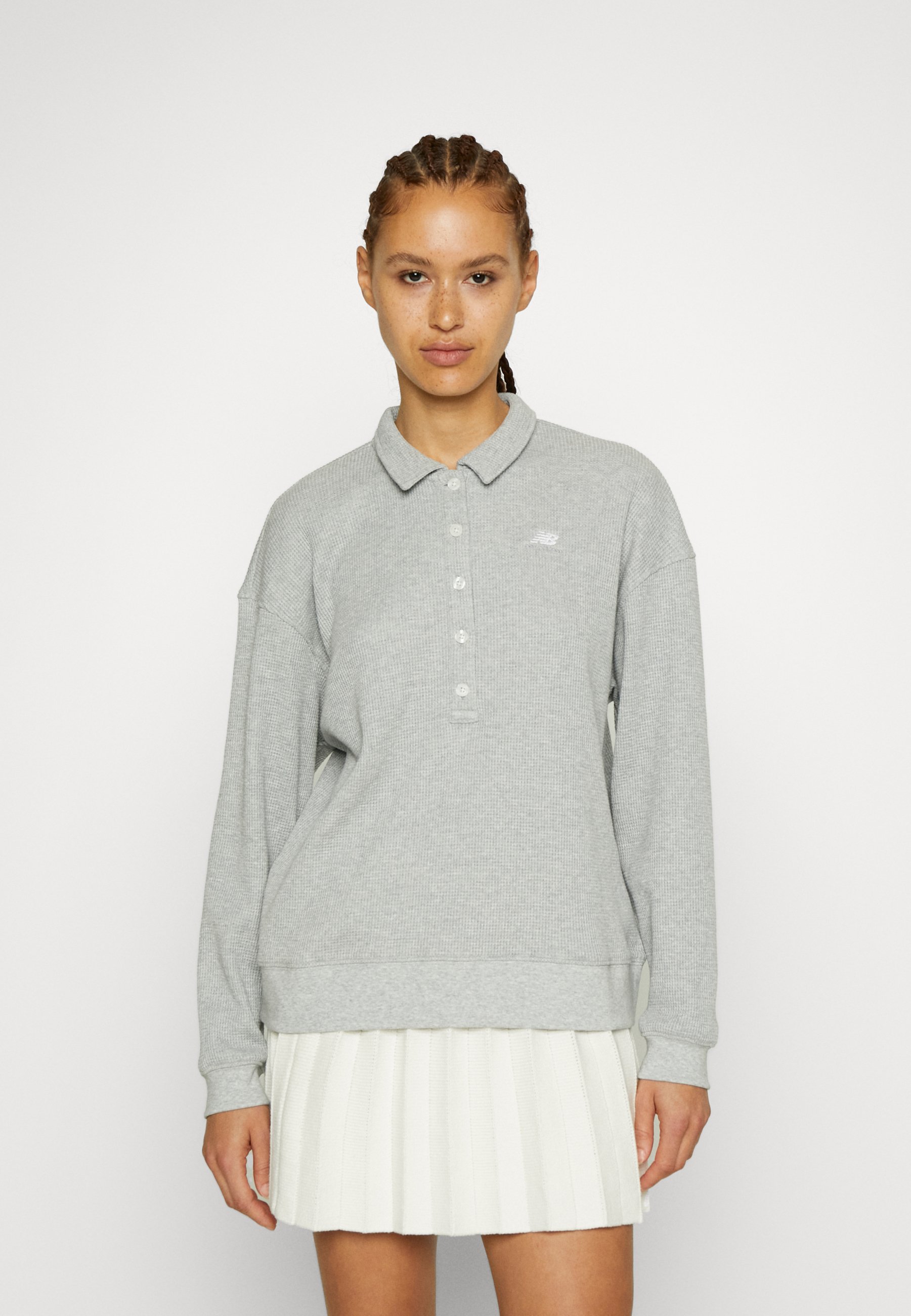 NB ATHLETICS COLLARED LONG SLEEVE - Polo shirt - athletic grey/grey