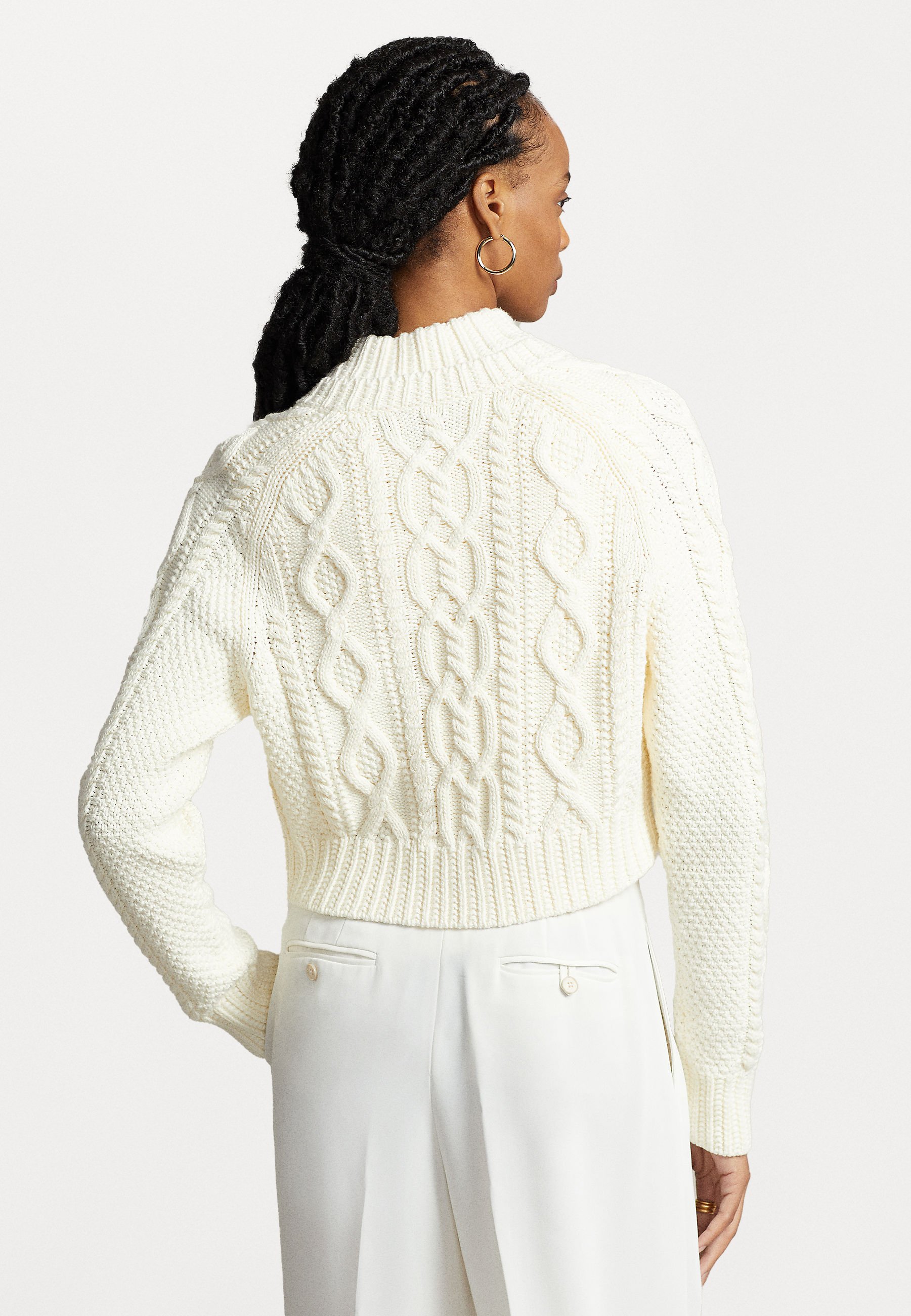Polo Ralph Lauren ARAN LONG SLEEVE CARDIGAN - Cardigan - chic cream/off-white
