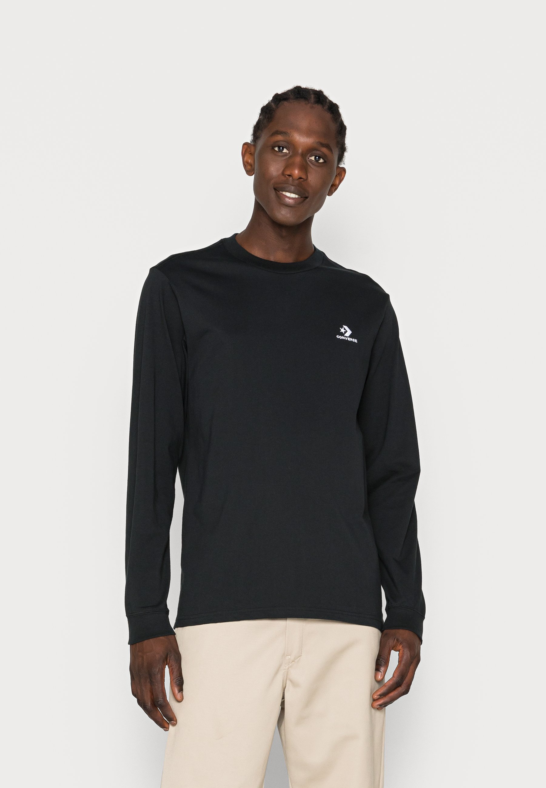 Converse EMBROIDERED STAR CHEVRON LONG SLEEVE TEE UNISEX - Long sleeved top - black
