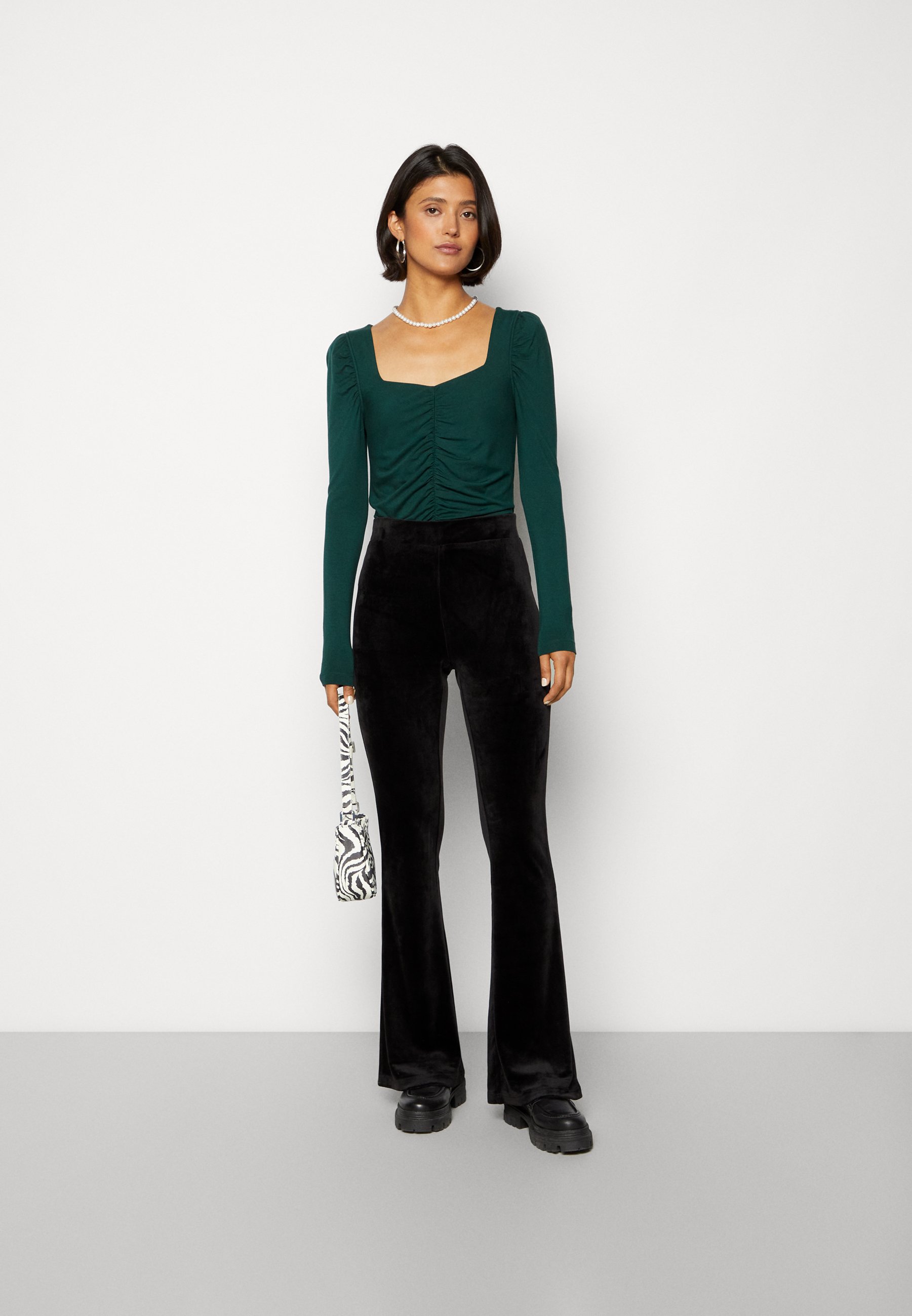Scotch & Soda GATHERED FRONT LONG SLEEVED  - Long sleeved top - blue spruce/dark green