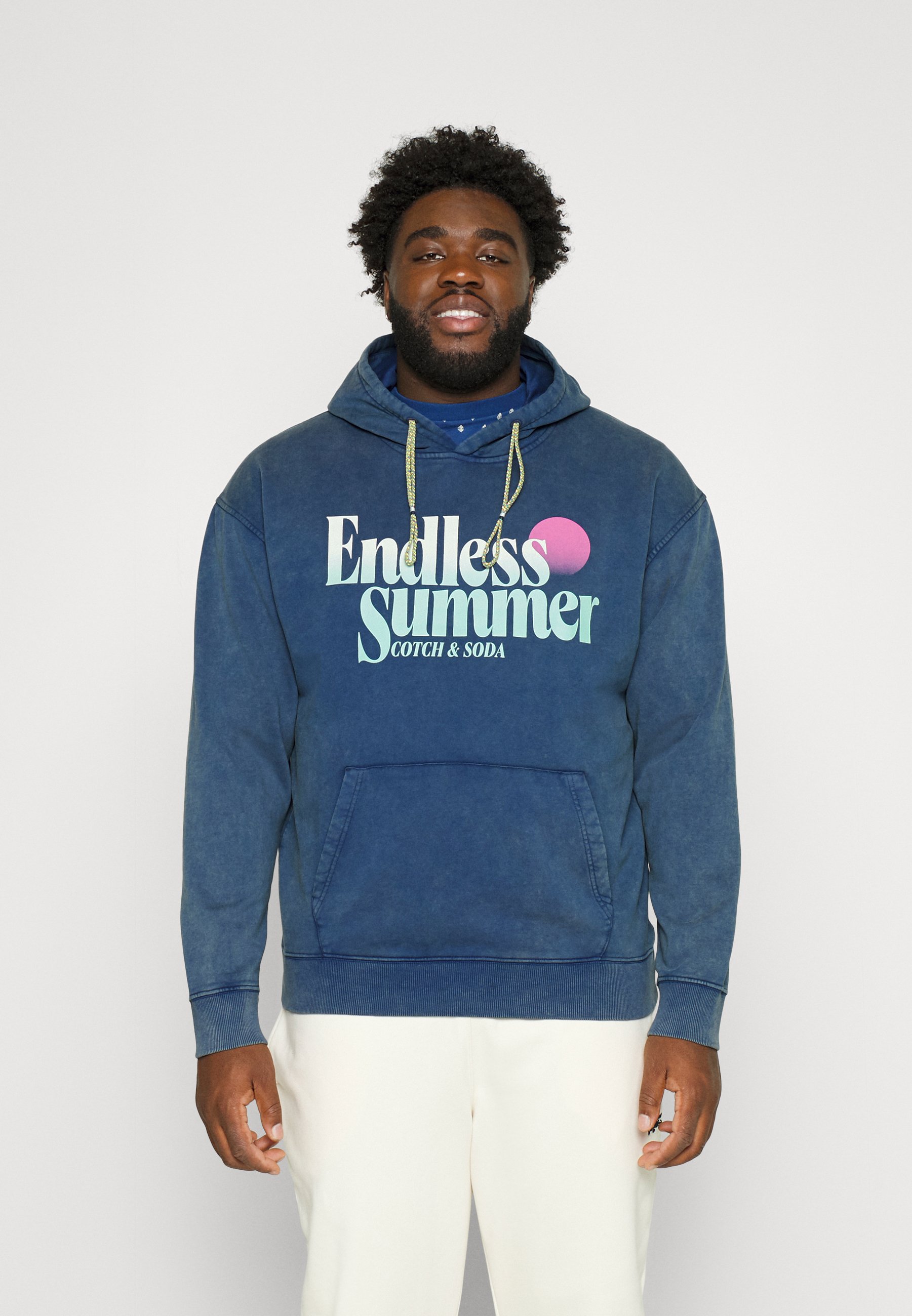 Scotch & Soda GARMENT DYE LOGO HOODIE - Sweatshirt - marine/blue