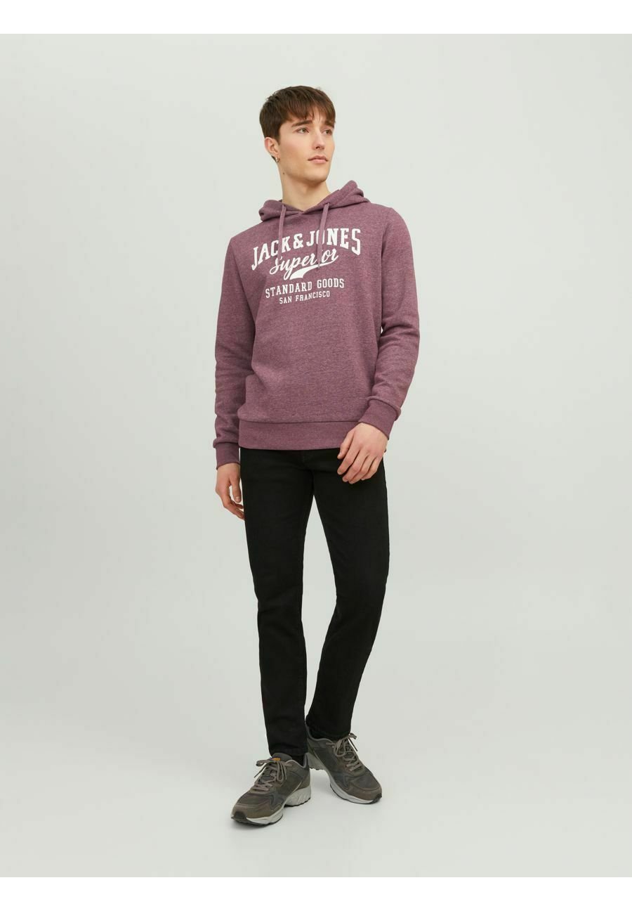 Jack &Jones JJELOGO COL MEL NOOS - Hoodie - port royale/mottled dark red