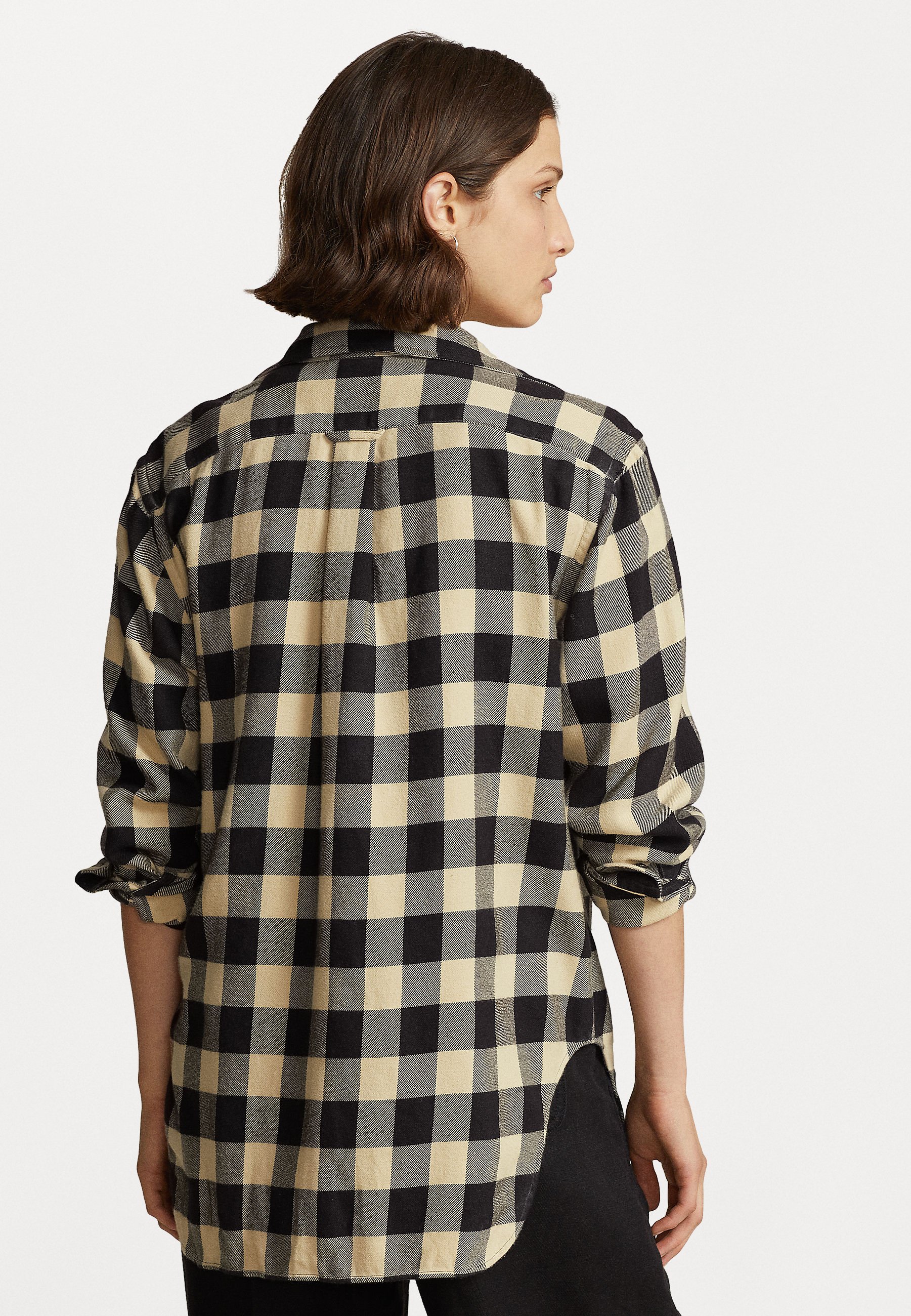 Polo Ralph Lauren LONG SLEEVE BUTTON FRONT SHIRT - Button-down blouse - cream/black/black