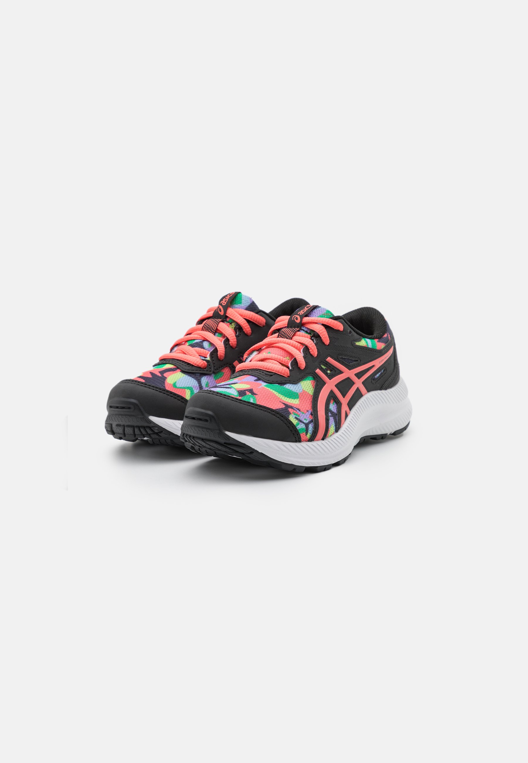 ASICS CONTEND 8 PRINT UNISEX - Neutral running shoes - black/papaya/pink