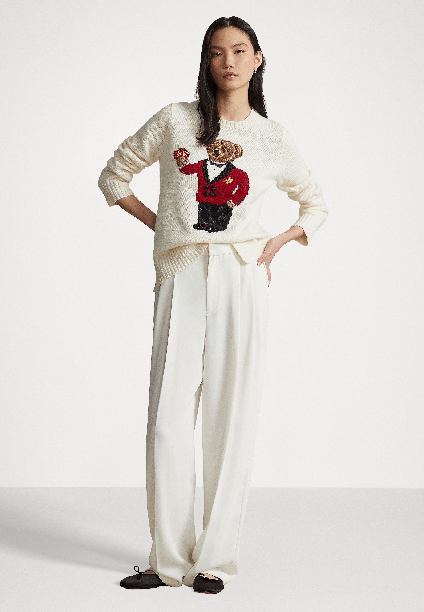 Polo Ralph Lauren BEAR LONG SLEEVE - Jumper - nevis/white