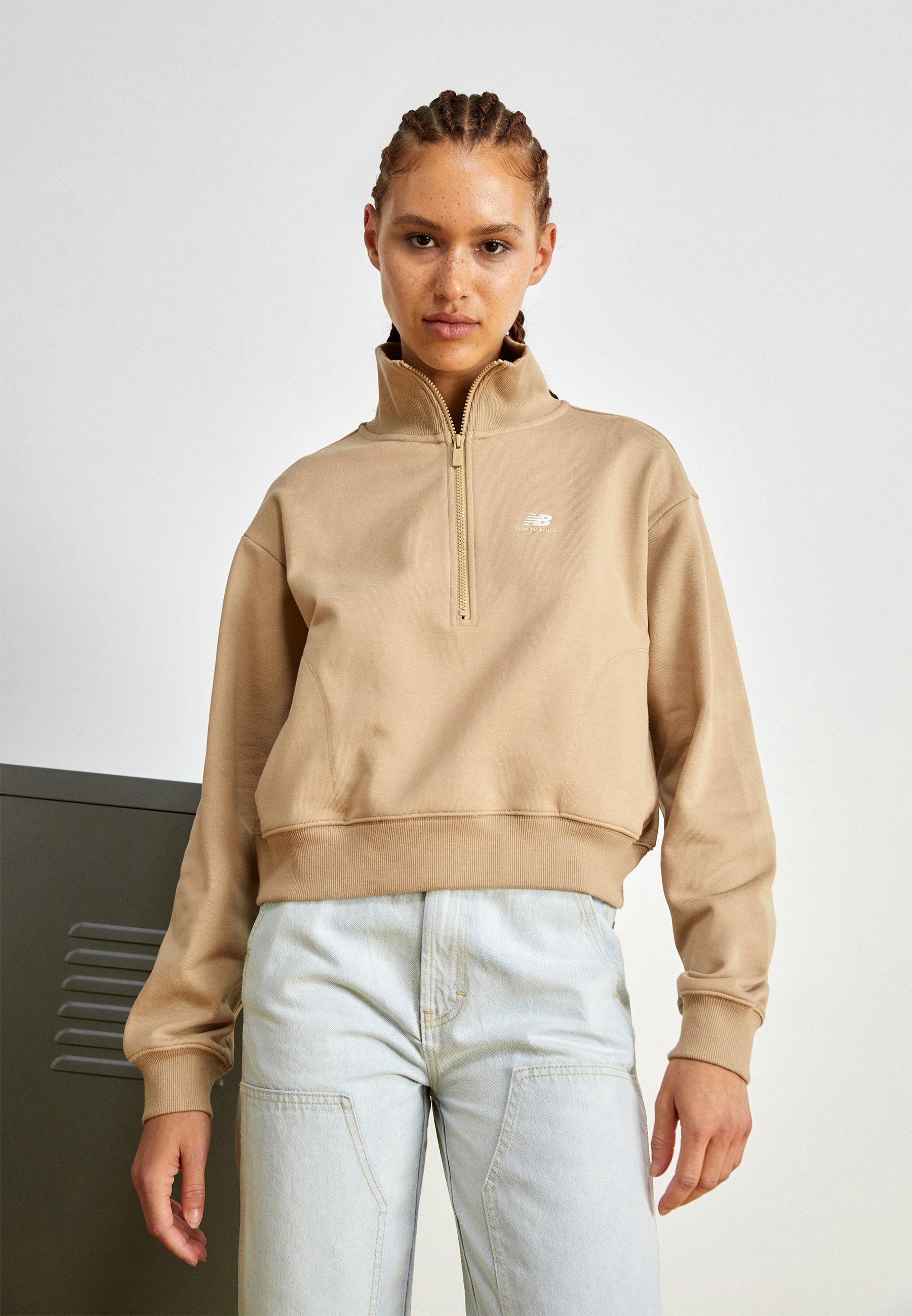 NB ATHLETICS REMASTERED FRENCH TERRY 1/4 ZIP - Sweatshirt - incense/beige
