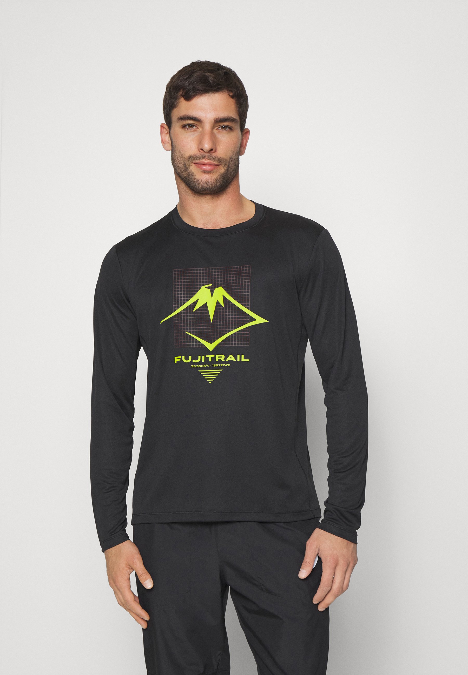 ASICS FUJITRAIL LOGO  - Long sleeved top - perfomance black/antique red/lime/black