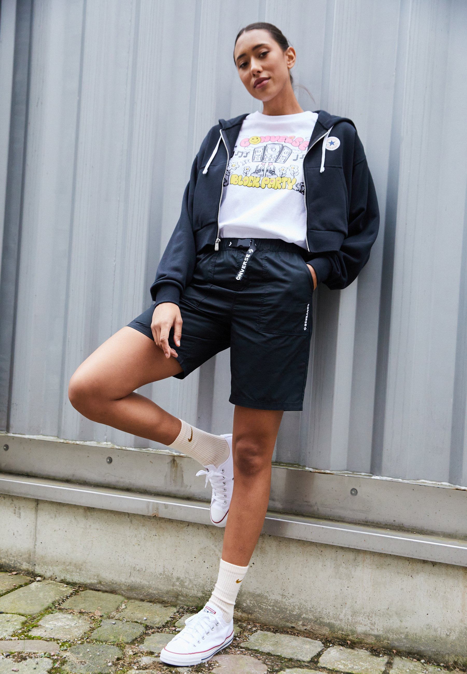 Converse CLASSIC - Tracksuit bottoms - black