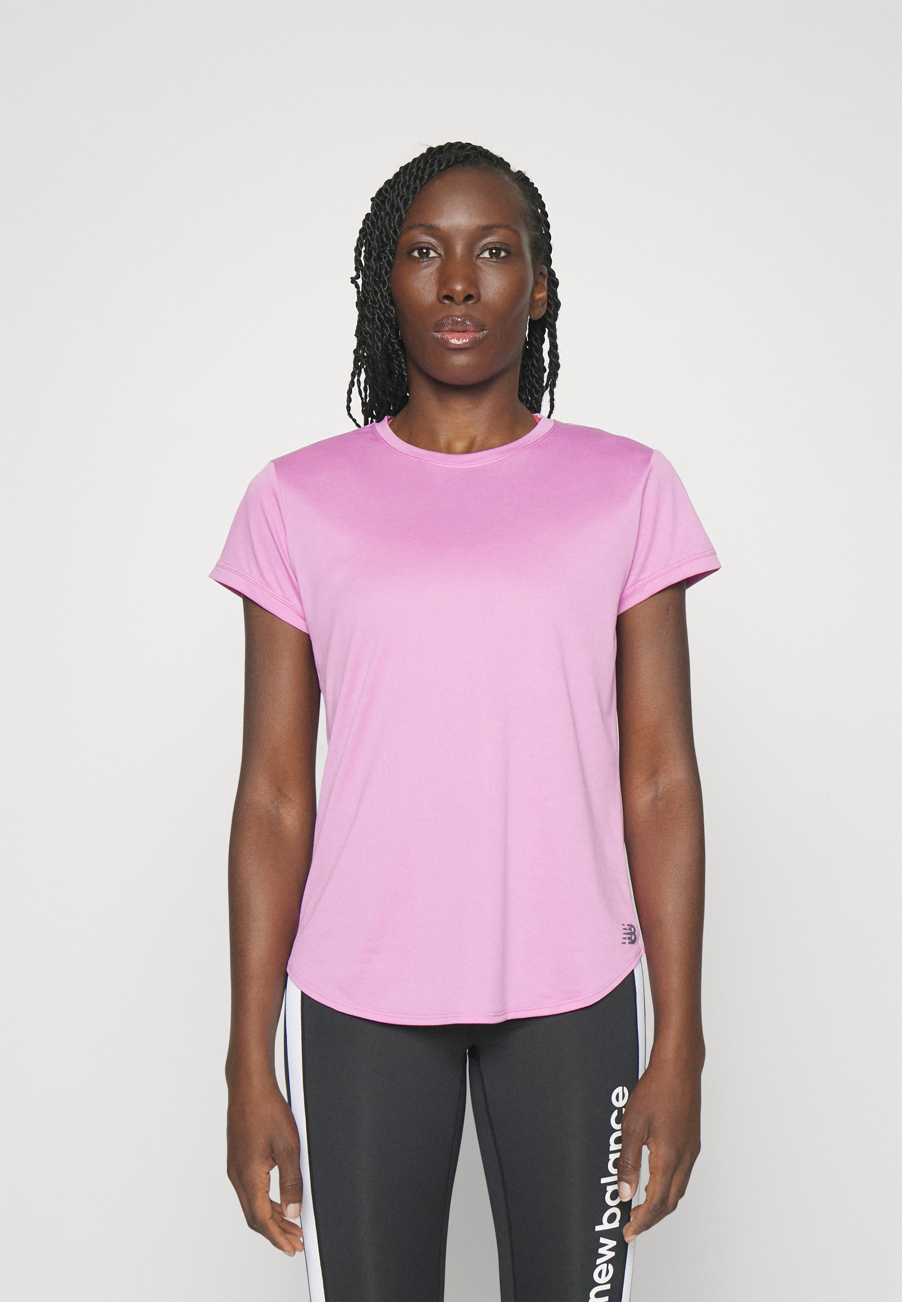 NB CORE HEATHER TEE - Sports T-shirt - burdock heather (632)/pink