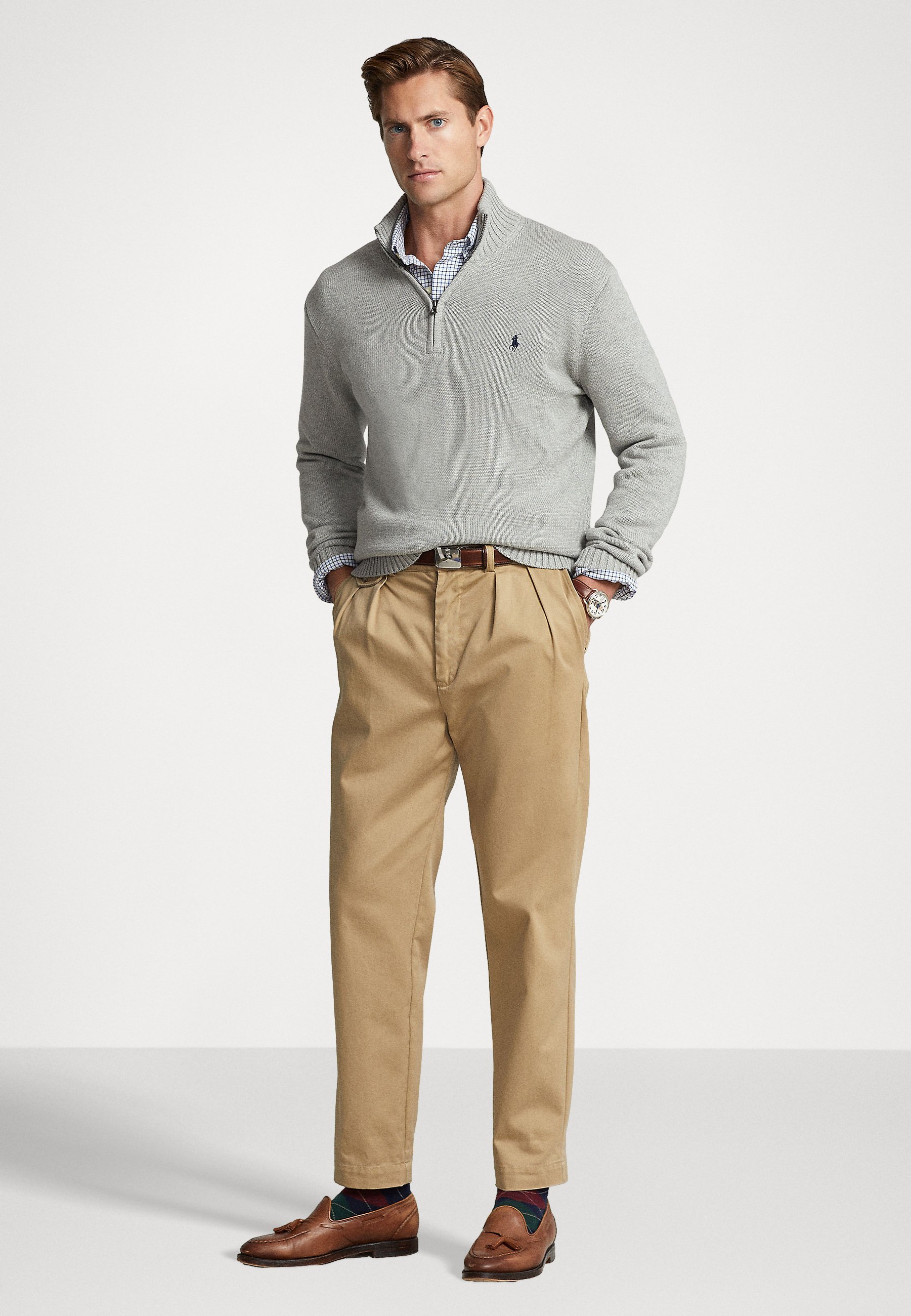 Polo Ralph Lauren QUARTER ZIP JUMPER - Jumper - andover heather/dark blue