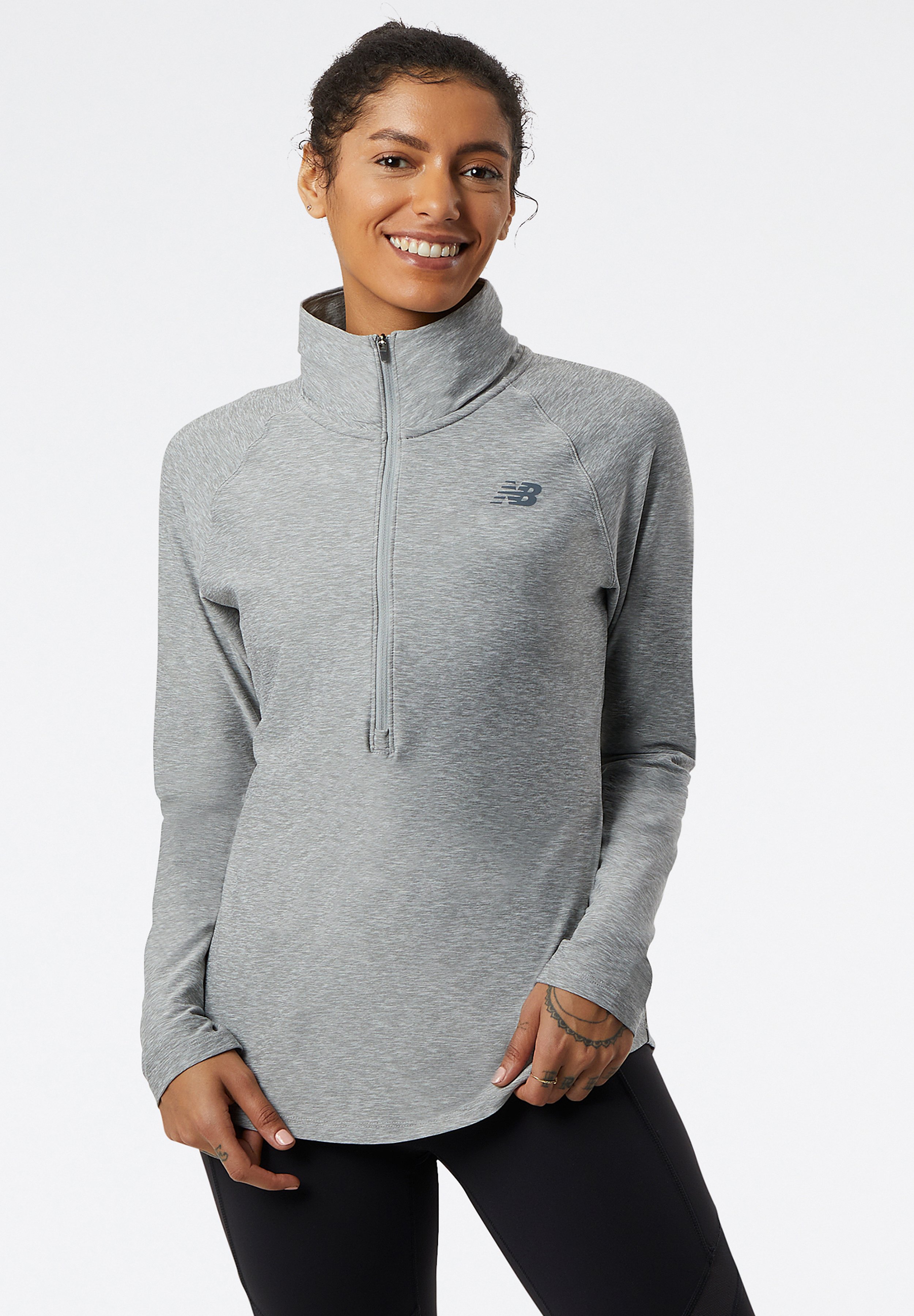 NB SPORT SPACEDYE 1/2 ZIP - Long sleeved top - athletic grey/grey
